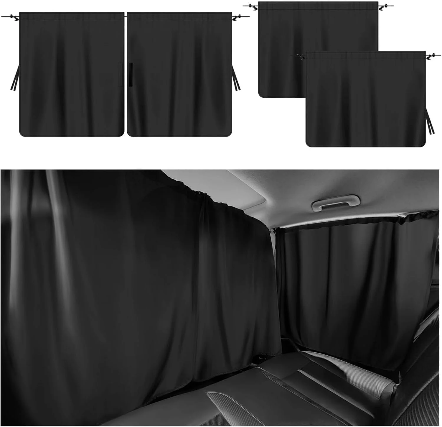 کیت پوشش پنجره خودرو ریان 3 عددی برای حفظ حریم خصوصی، محافظت در برابر آفتاب و سایه - لوازم جانبی کمپینگ سایه بان جهانی برای اکثر خودروها، کامیون ها، SUV ها