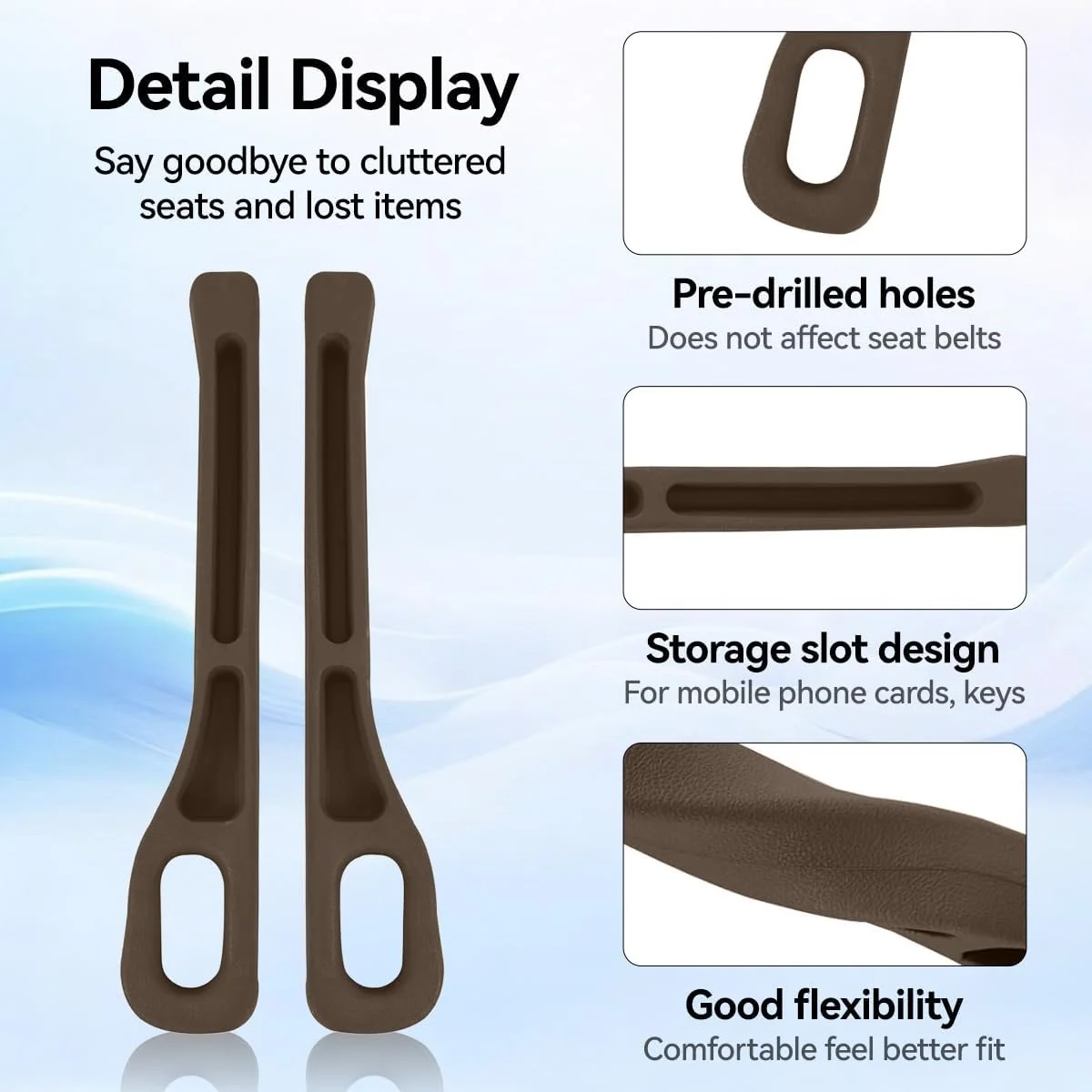 محافظ و نظم دهنده فضای خالی صندلی خودرو T Tersely، بسته 2 عددی - دارای دو محفظه برای نگهداری وسایل، طراحی ضد نشت، ساخته شده از مواد EVA، مناسب برای تلفن/کلید/کارت، مناسب برای انواع خودروها و کامیون ها (قهوه ای)