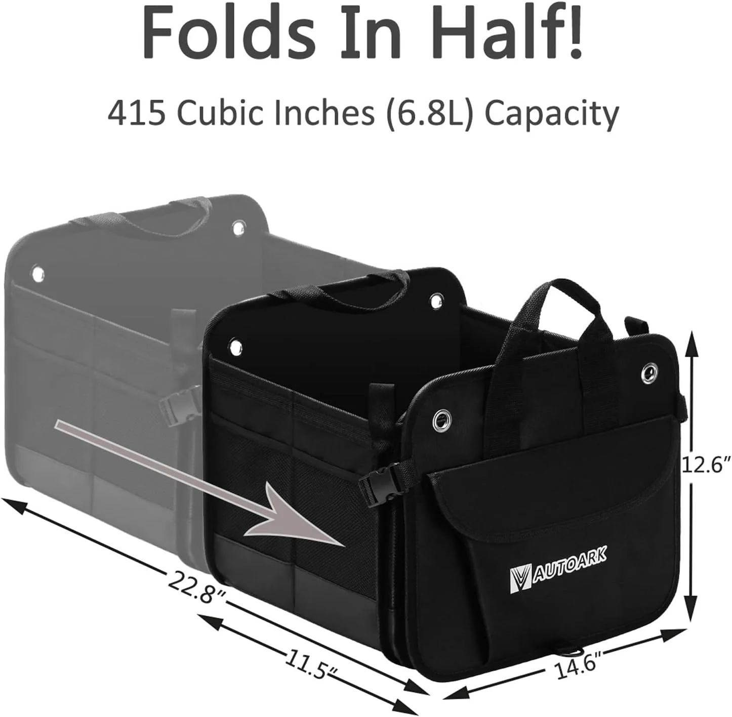 نظم دهنده صندوق عقب خودرو و SUV چند منظوره Autoark با روکش و بند، محفظه های بادوام تاشو و قابل تنظیم برای نگهداری بار، AK-102