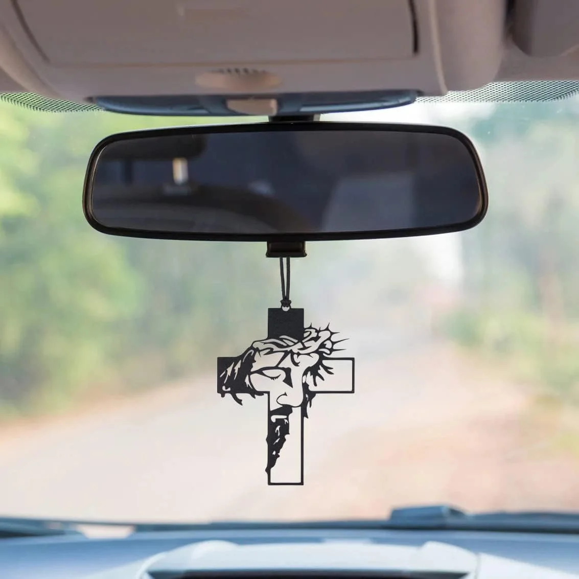 آویز تزیینی آینه خودرو مونسا - آویز آویز، زیور آلات - آویز متحرک - مشکی (صلیب عیسی مسیح) آویز تزیینی آینه خودرو مونسا - آویز آویز، زیور آلات - آویز متحرک - مشکی (صلیب عیسی مسیح)
