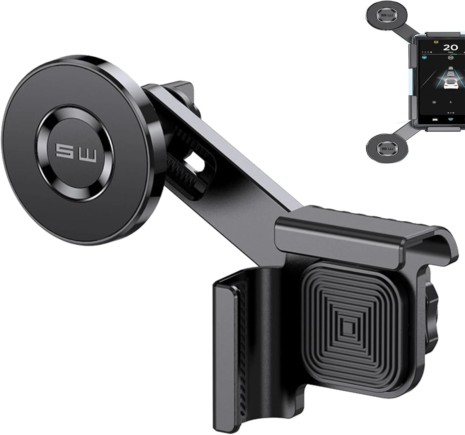 نگهدارنده گوشی موبایل KASTWAVE تسلا، قوی ترین پایه نگهدارنده مغناطیسی گوشی برای تسلا مدل 3/Y، مناسب برای همه گوشی های آیفون و اندروید - همراه با حلقه مغناطیسی