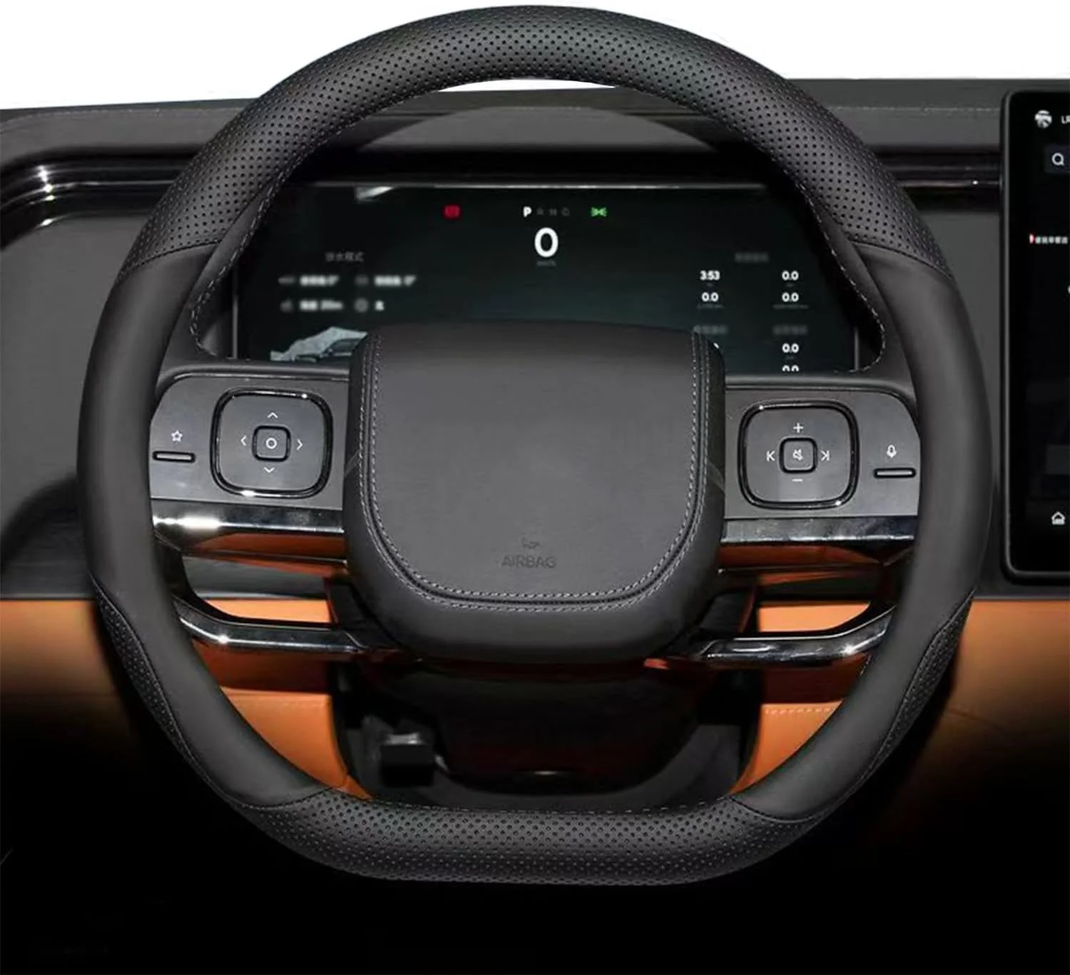 روکش فرمان چرمی خودرو مناسب برای لوازم جانبی ROX 01 2024 2025، محافظ روکش فرمان خودرو از جنس چرم میکروفیبر تنفسی و ضد لغزش (مشکی)