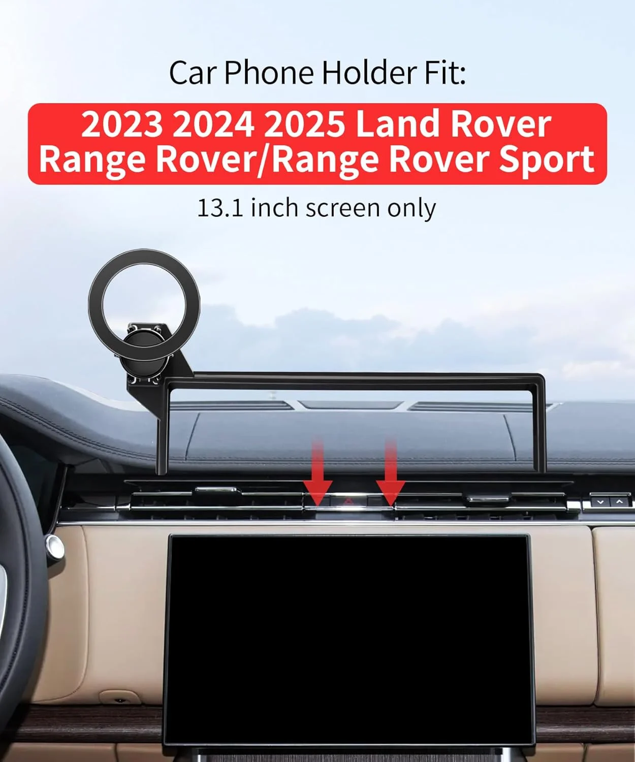 نگهدارنده تلفن همراه خودرو برای لند روور رنج روور/رنج روور اسپورت مدل های 2023 2024 2025 با صفحه نمایش 13.1 اینچی، گیره ثابت با قابلیت چرخش 360 درجه، سازگار با MagSafe