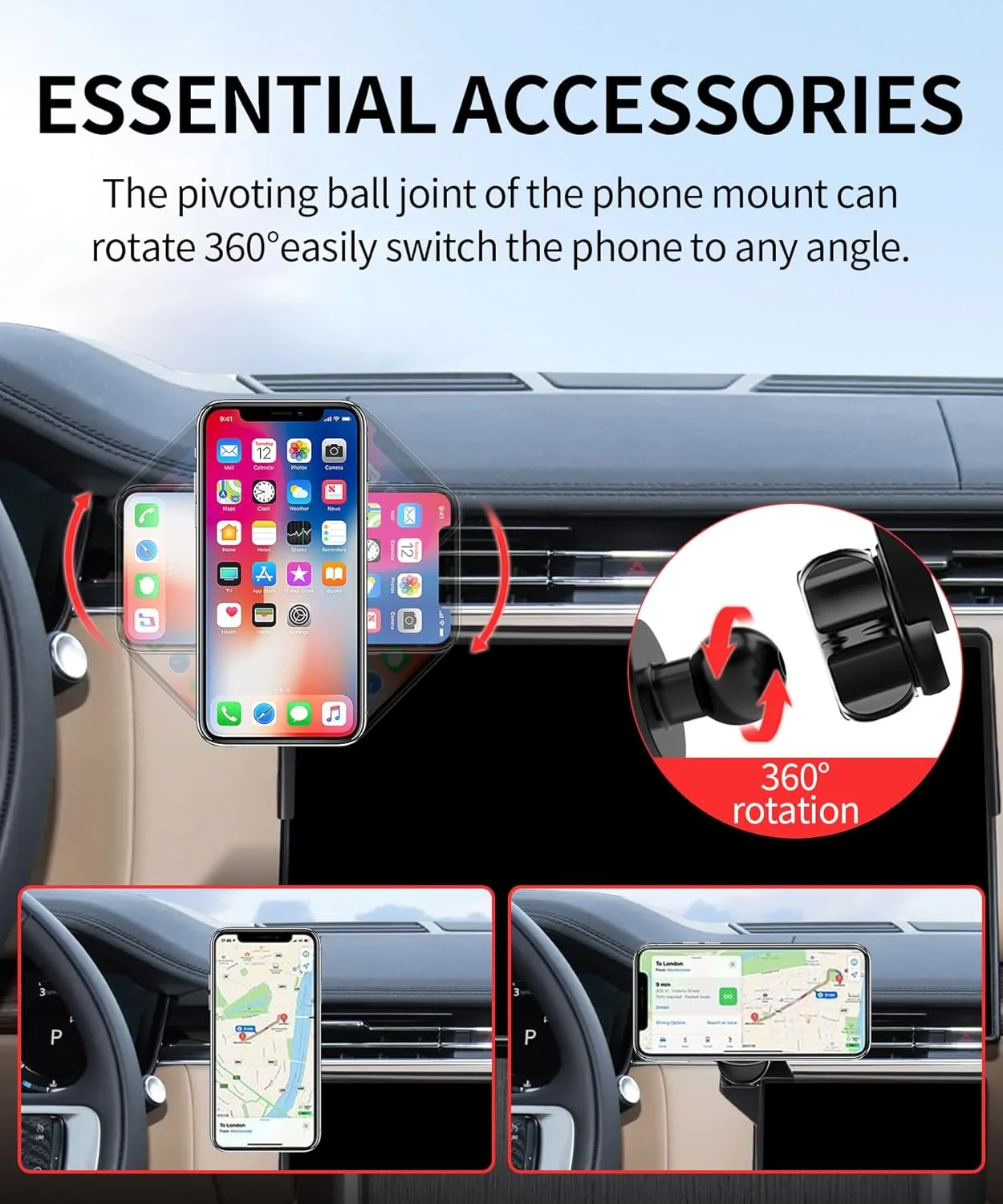 نگهدارنده تلفن همراه خودرو برای لند روور رنج روور/رنج روور اسپورت مدل های 2023 2024 2025 با صفحه نمایش 13.1 اینچی، گیره ثابت با قابلیت چرخش 360 درجه، سازگار با MagSafe