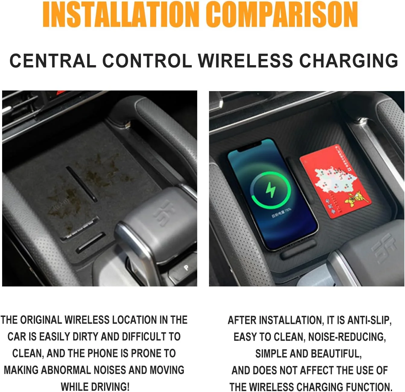 پد شارژ بی سیم کنسول وسط برای جتور T1 مدل 2025 2026، روکش محافظ پد سیلیکونی ضد لغزش، لوازم جانبی داخلی T1