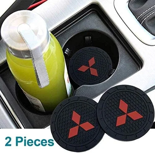 پک 2 عددی زیر لیوانی خودرو با لوگوی خودرو مناسب برای میتسوبیشی، قطر 7 سانتیمتر