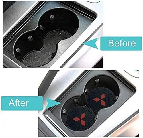 پک 2 عددی زیر لیوانی خودرو با لوگوی خودرو مناسب برای میتسوبیشی، قطر 7 سانتیمتر