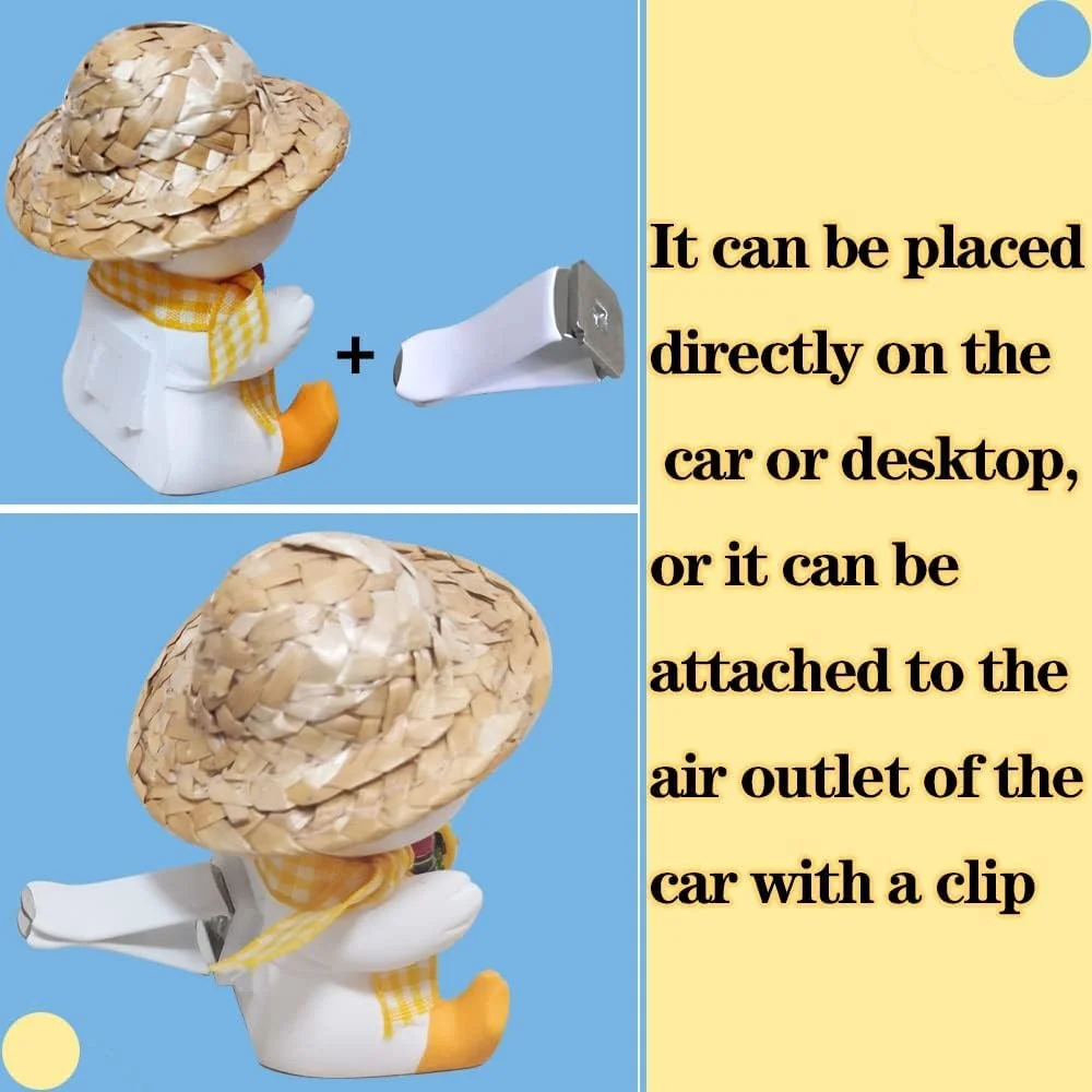 تزئین دریچه هوای خودرو MAKINGTEC، لوازم جانبی بامزه خودرو طرح اردک هندوانه ای کارتونی با گیره مناسب برای دریچه هوای خودرو، داشبورد، میز، دکوراسیون داخلی (اردک هندوانه ای)