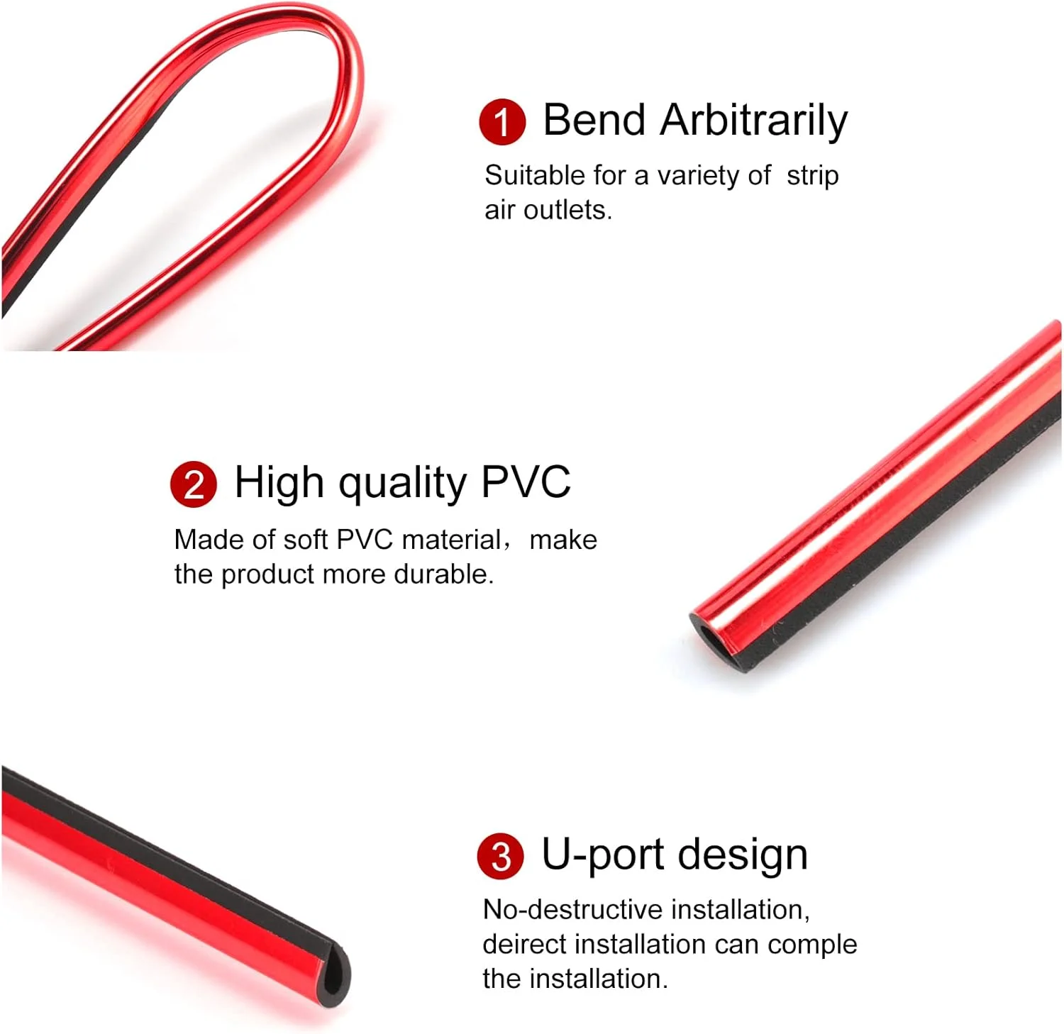 نوارهای تزئینی دریچه هوای خودرو SINGARO، 20 عدد، نوارهای تزئینی DIY قابل خم شدن، جهانی برای اکثر دریچه های هوا، لوازم جانبی داخلی خودرو (قرمز)