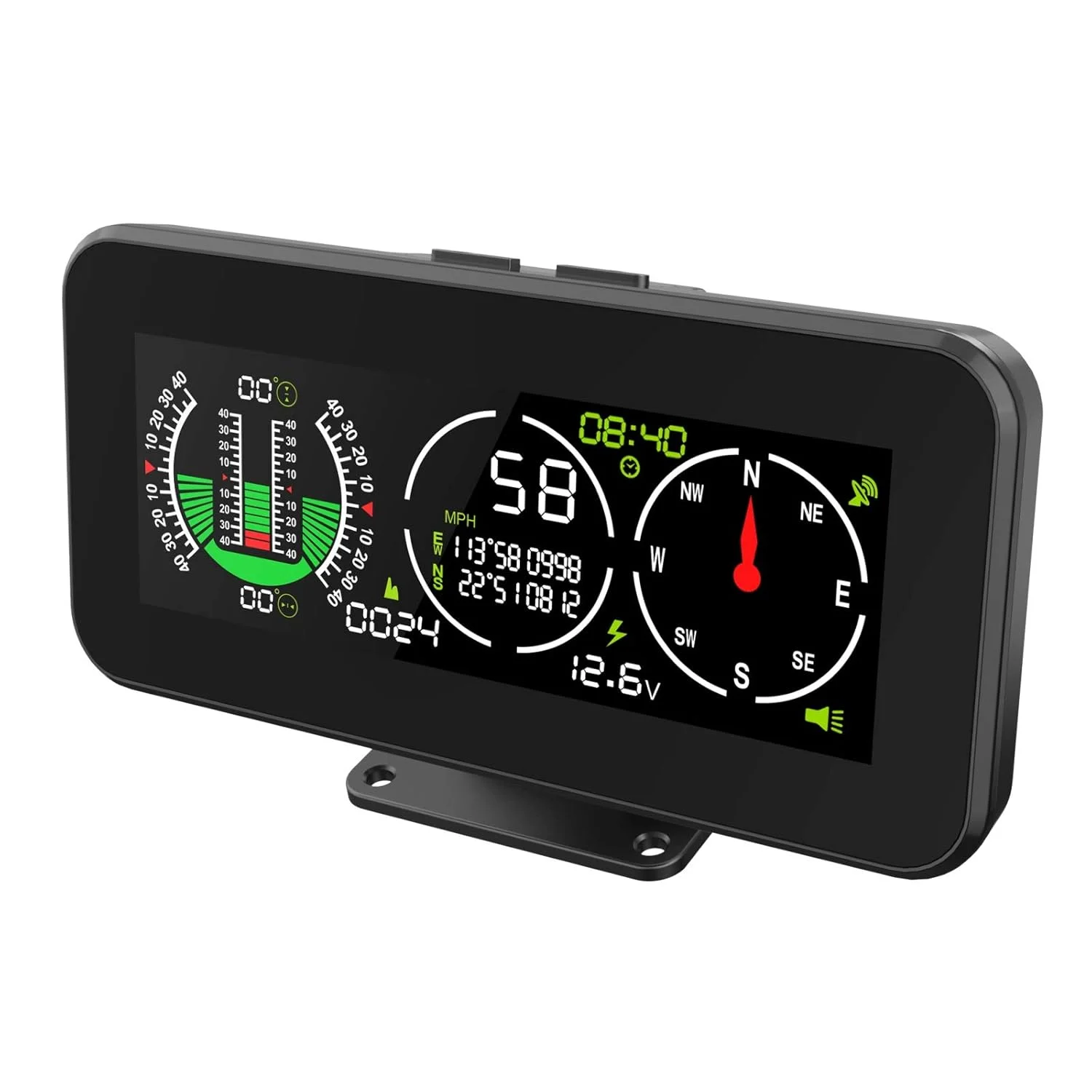 شیب سنج خودرو دیجیتال MR CARTOOL M60 GPS HUD، زاویه شیب، سرعت سنج MPH با قطب نما، لوازم جانبی خودروهای SUV آفرود