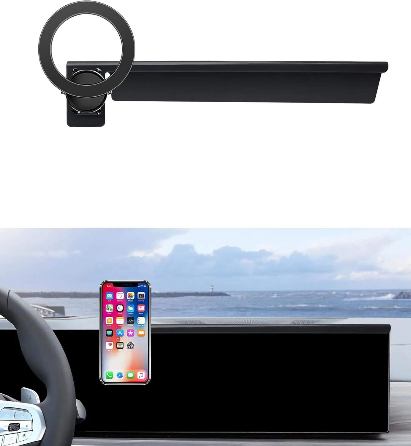 نگهدارنده تلفن همراه خودرو برای BMW X5 مدل 2024 و 2025 / لوازم جانبی BMW X7 مدل 2023-2025 با صفحه نمایش 14.9 اینچی، گیره ثابت، پایه تلفن با چرخش 360 درجه سازگار با MagSafe