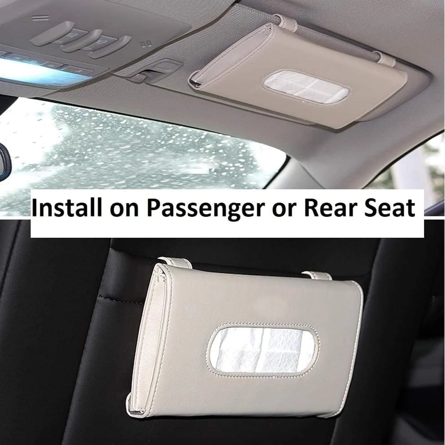 جا دستمال کاغذی خودرو سولفار مناسب آفتابگیر، پشت صندلی و درب | جا دستمال کاغذی آویز برای داخل خودرو | لوازم جانبی خودرو بژ (1 عدد)