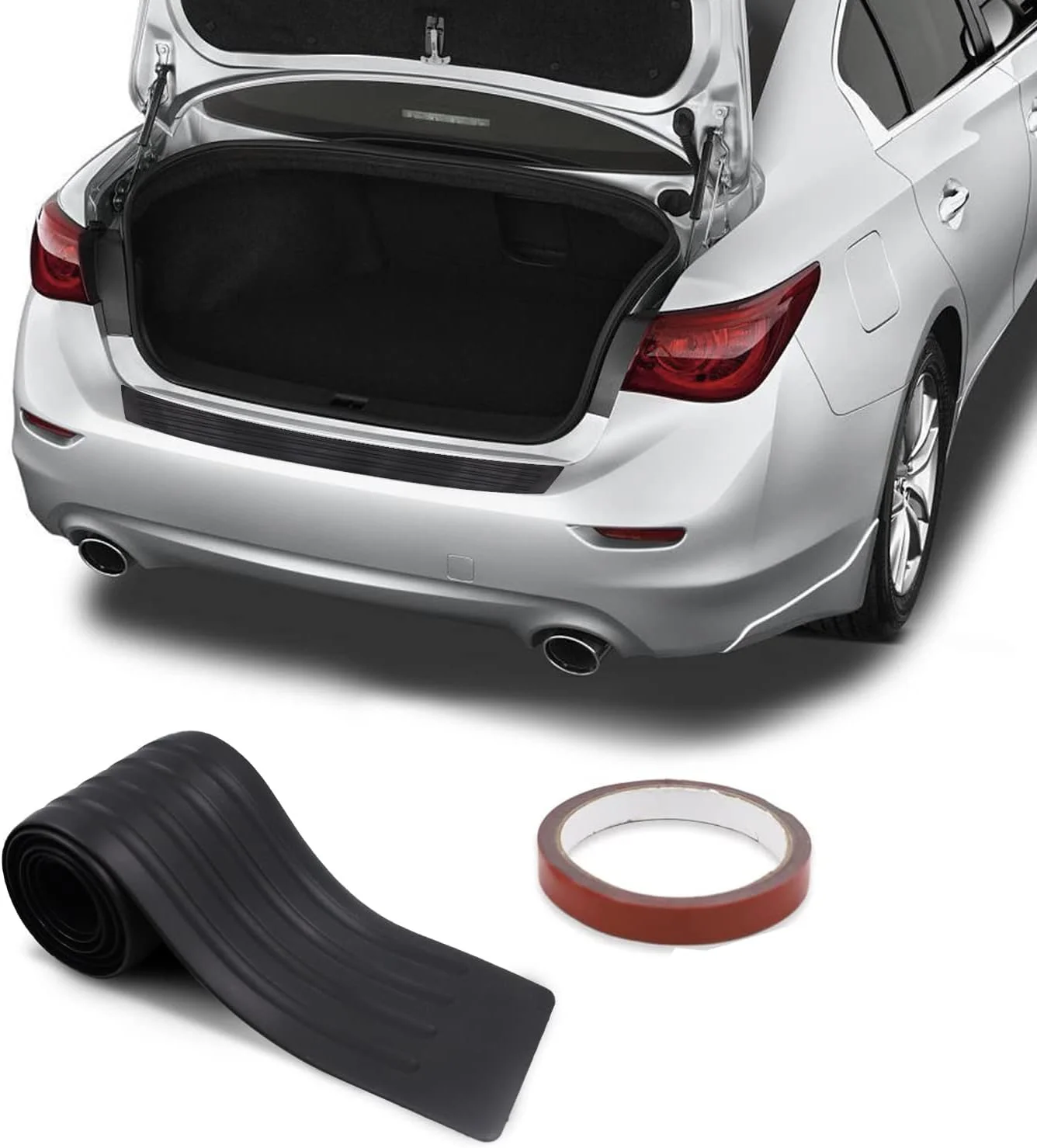 محافظ سپر عقب خودرو، لاستیک مشکی جهانی مقاوم در برابر خراش، محافظ لبه صندوق عقب، لوازم جانبی خارجی خودرو برای شاسی بلند/خودروها، نصب آسان (91 سانتی متر)