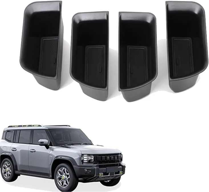 جعبه ذخیره سازی درب خودرو ABS برای جتور تراولر T2 مدل 2023-2026 – سازمان دهنده دسته درب جانبی مشکی، لوازم جانبی جمع و جور و بادوام (4 عدد، جلو و عقب)