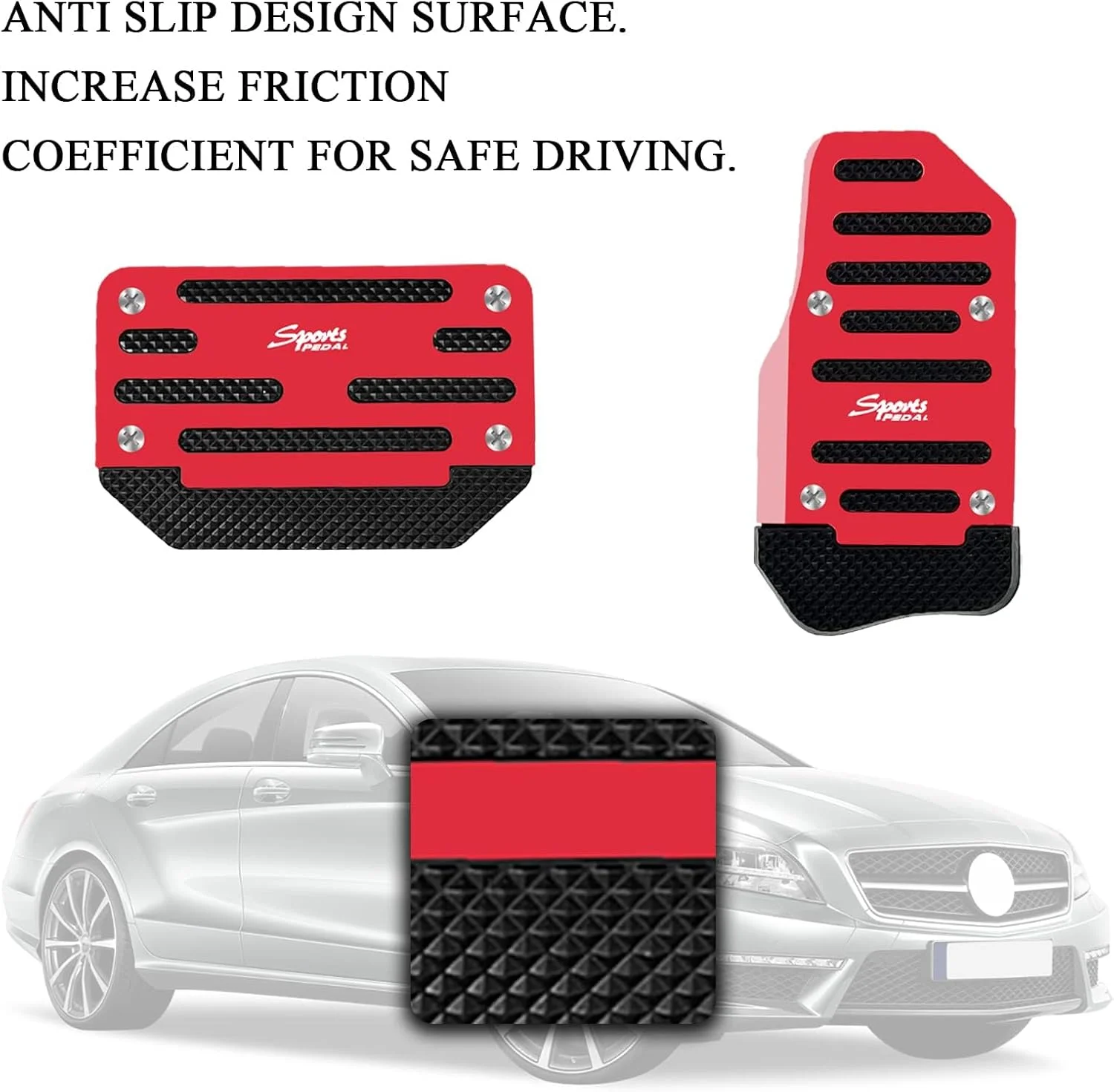 کاور پدال تعویض دنده اتوماتیک اکسفور، کیت 2 عددی پدال گاز و ترمز ایمنی ضد لغزش آلیاژ آلومینیوم، دکور خودرو اسپرت، لوازم جانبی خودرو جهانی برای خودرو، SUV، ATV (قرمز)