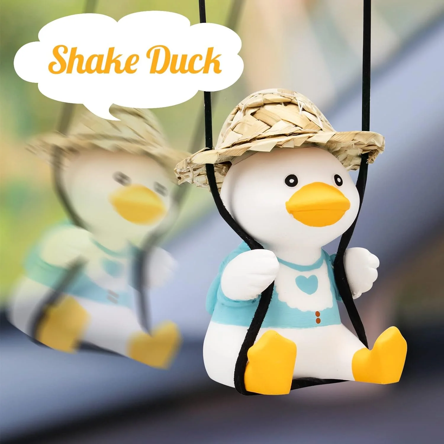 آویز اردک تاب‌دار بامزه KASTWAVE برای خودرو، لوازم جانبی آینه دید عقب، آویز جذاب برای خودروی شما