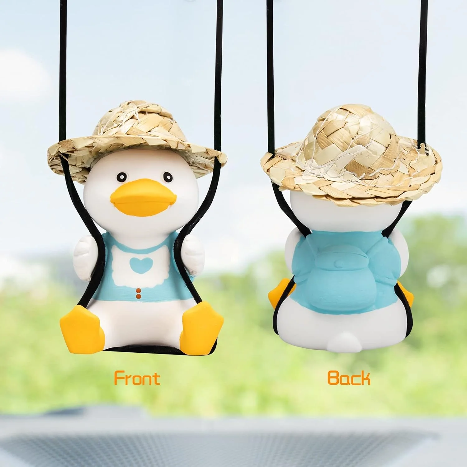 آویز اردک تاب‌دار بامزه KASTWAVE برای خودرو، لوازم جانبی آینه دید عقب، آویز جذاب برای خودروی شما