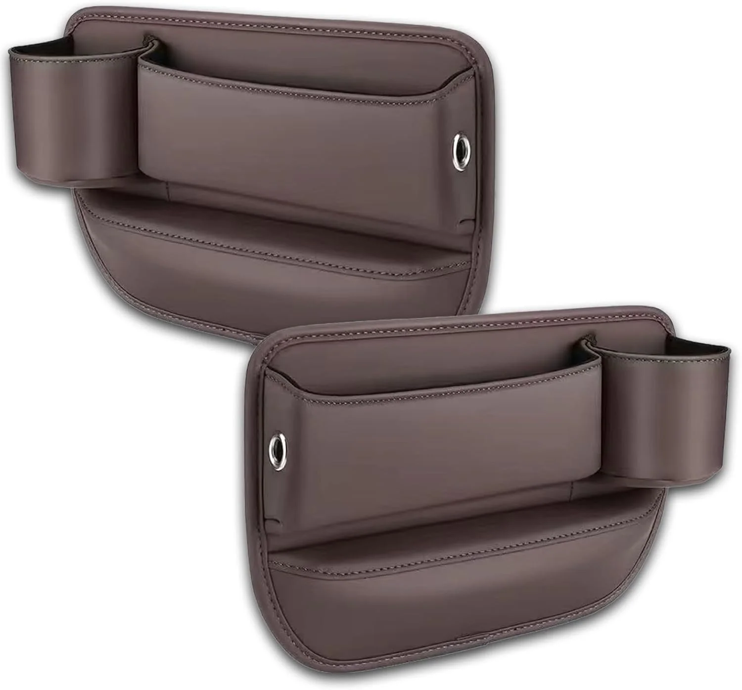 بسته 2 عددی کیف سازمان دهنده شکاف صندلی خودرو با جا لیوانی، کیف جا لیوانی چرمی، لوازم جانبی داخلی خودرو، پرکننده شکاف با اندازه جهانی