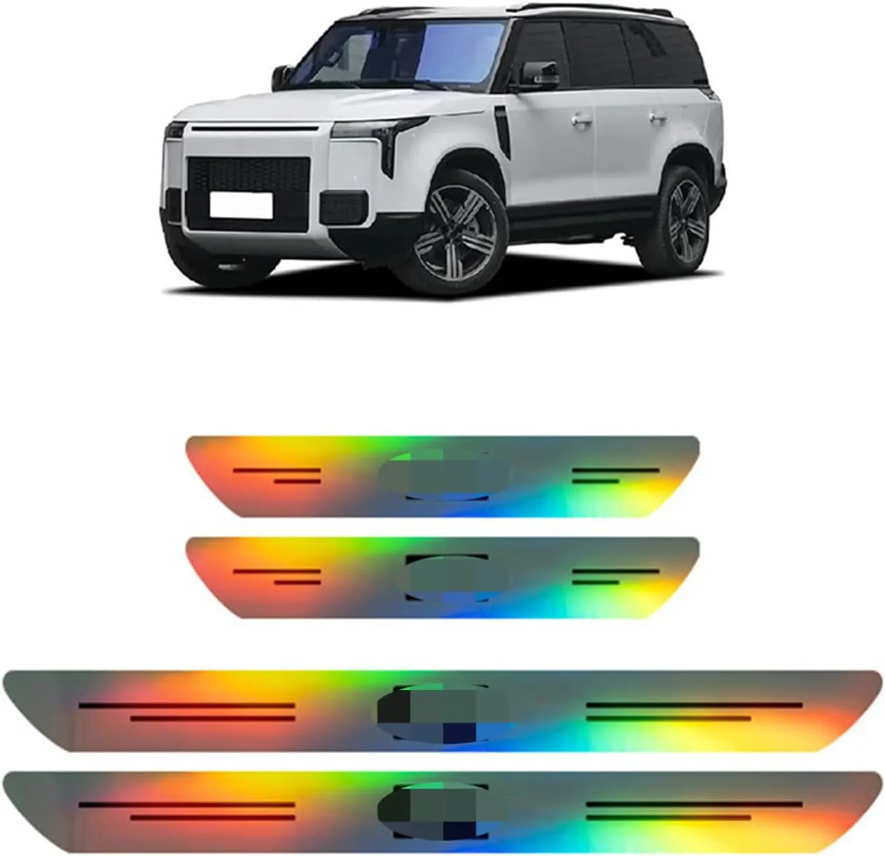 ۴ عدد محافظ رکاب درب سازگار با لوازم جانبی ROX 01، محافظ رکاب ورودی درب خودرو، نوارهای محافظ تزئینی رکاب درب (نقره ای)