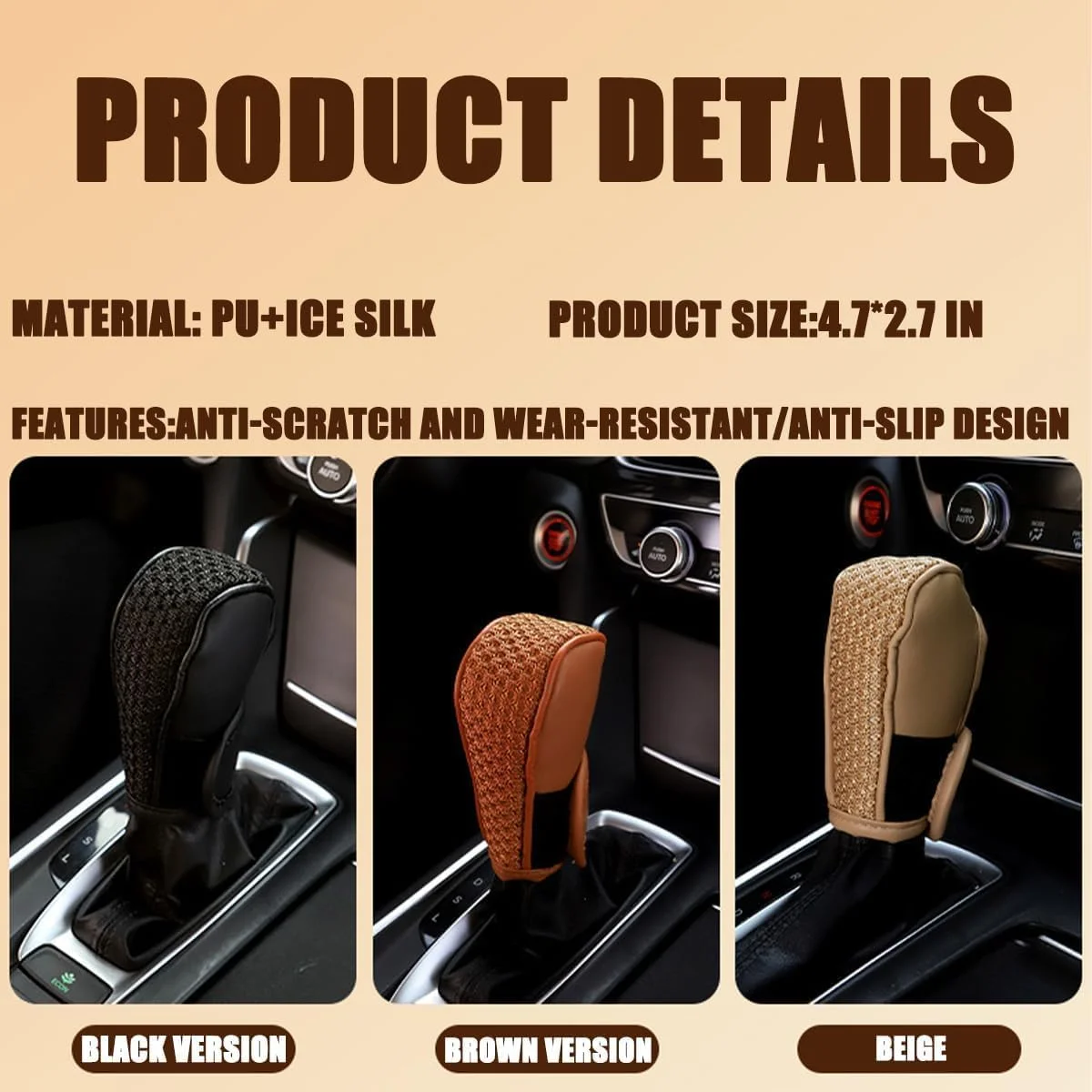 کاور دسته دنده خودرو KASTWAVE، ضد لغزش و ضد خش، محافظ دسته دنده خودرو، لوازم جانبی تزئینی داخلی خودرو برای SUV، کامیون، RV (دو عدد) کاور دسته دنده خودرو KASTWAVE، ضد لغزش و ضد خش، محافظ دسته دنده خودرو، لوازم جانبی تزئینی داخلی خودرو برای SUV، کامیون، RV (دو عدد)