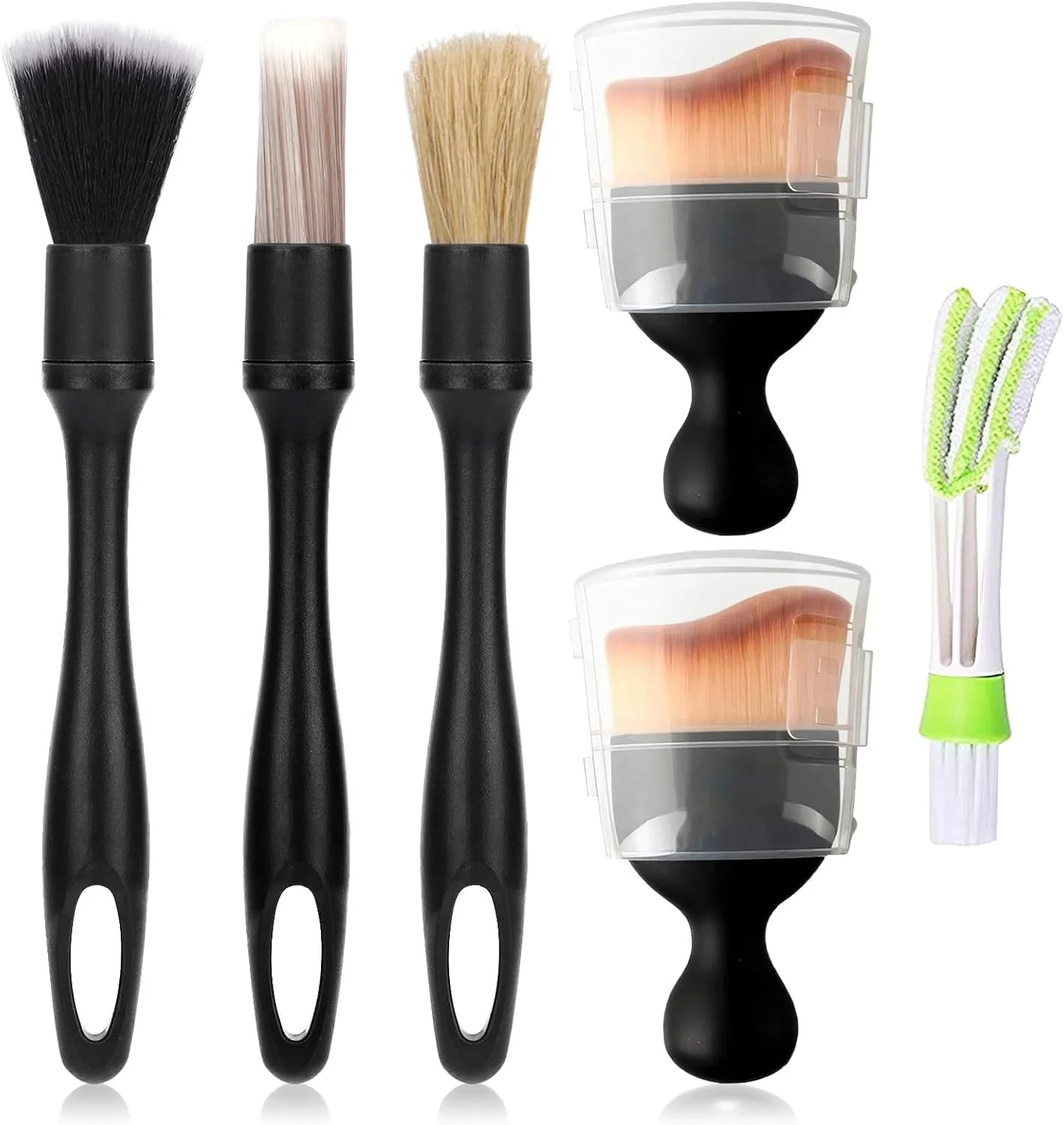 مجموعه برس دیتیلینگ خودرو 6 عددی، برس های دیتیلینگ داخلی خودرو فوق العاده نرم، ابزار برس های گردگیری برای تمیز کردن موتور، فضای داخلی خودرو، دریچه های تهویه