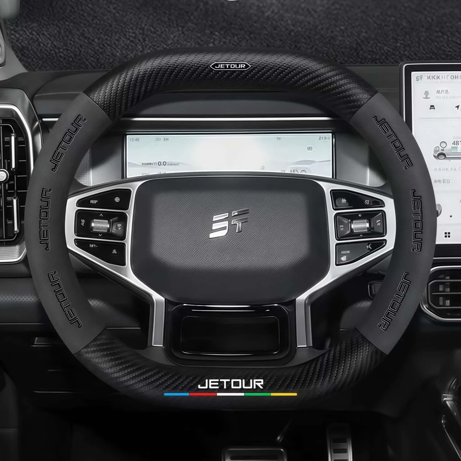 روکش فرمان خودرو برای چری جتور تراولر T2 مدل 2023 2024، طرح D، جیر | روکش محافظ فیبر کربن، تریم تزئینی داخلی جتور