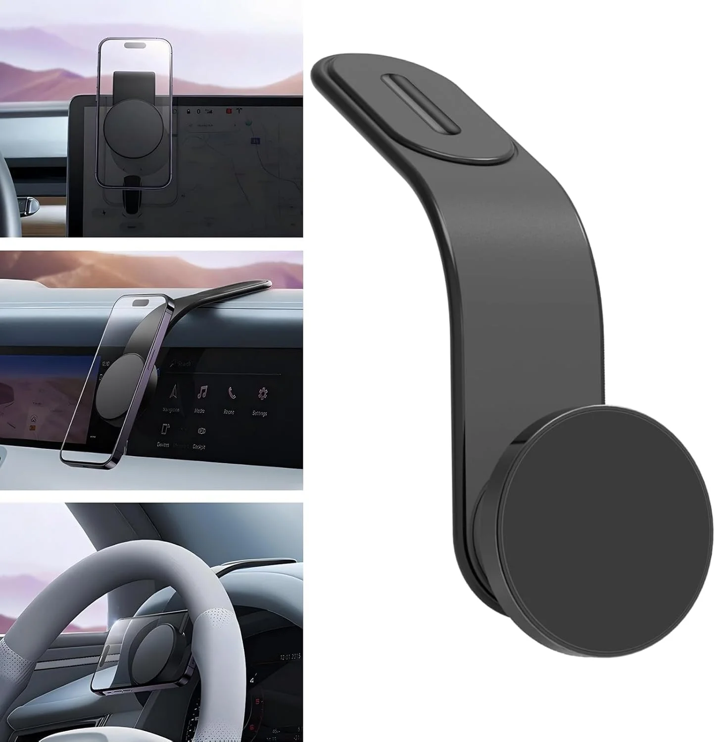 نگهدارنده مغناطیسی گوشی موبایل BIGTHREE برای خودرو، بازوی آلومینیومی جداشدنی، پایه مغناطیسی فوق العاده قوی برای داشبورد، چرخش 360 درجه، نگهدارنده گوشی برای تمام مدل های خودرو، مشکی