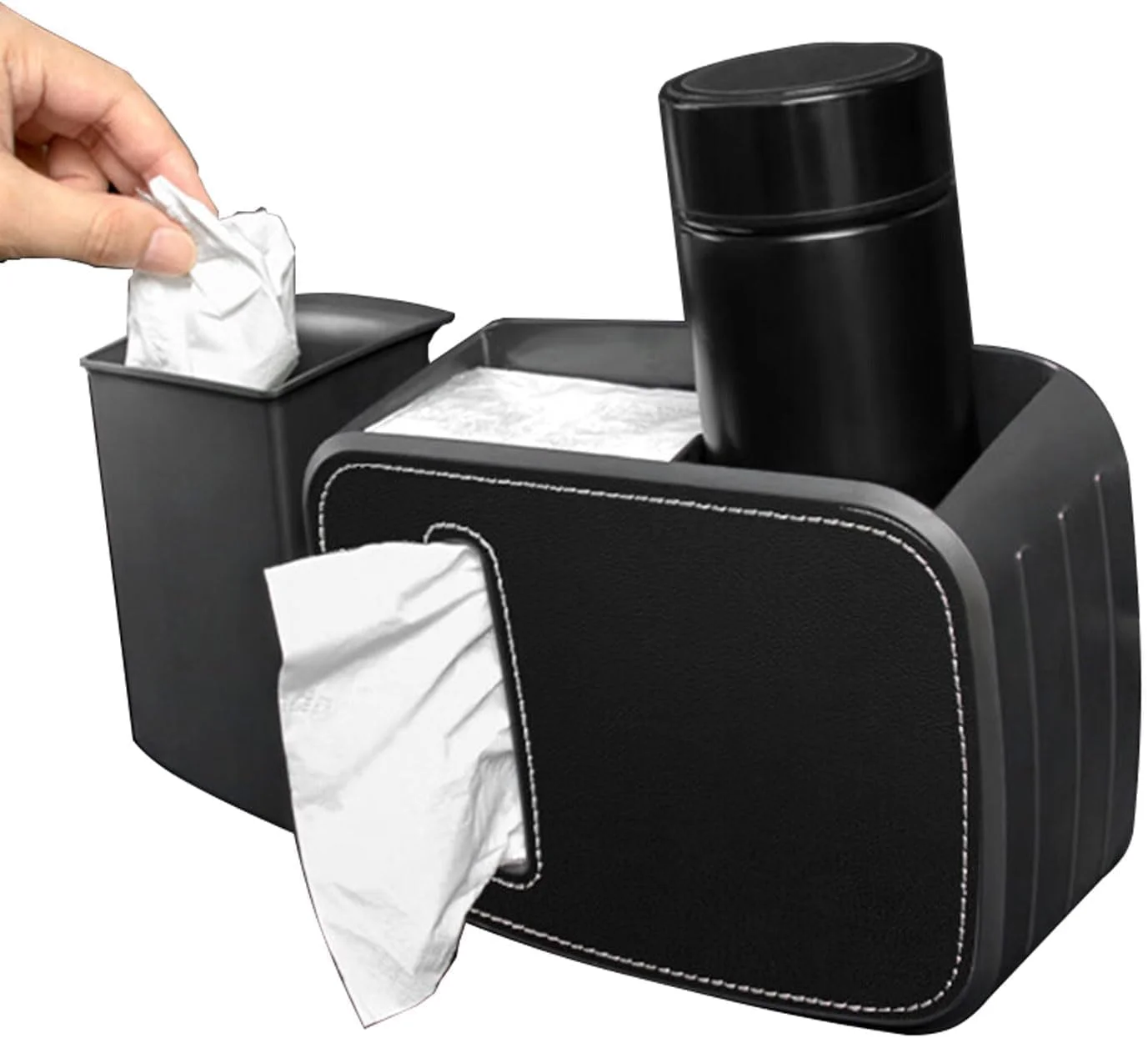 سطل زباله خودرو، جعبه دستمال کاغذی صندلی جلو و عقب، کیف نگهداری چتر، جعبه نگهداری، نصب آسان لوازم جانبی داخلی خودرو برای هر صندلی عقب خودرو (مشکی)