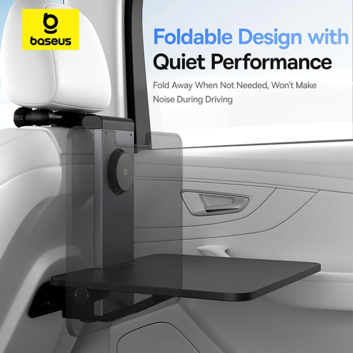 میز تاشو صندلی عقب خودرو بیسوس، میز لپ تاپ تاشو برای مسافرت، سینی غذای چند منظوره با نگهدارنده نوشیدنی، نگهدارنده مغناطیسی گوشی با قابلیت چرخش 360 درجه، لوازم جانبی ایده آل خودرو برای غذا خوردن، کار و سرگرمی