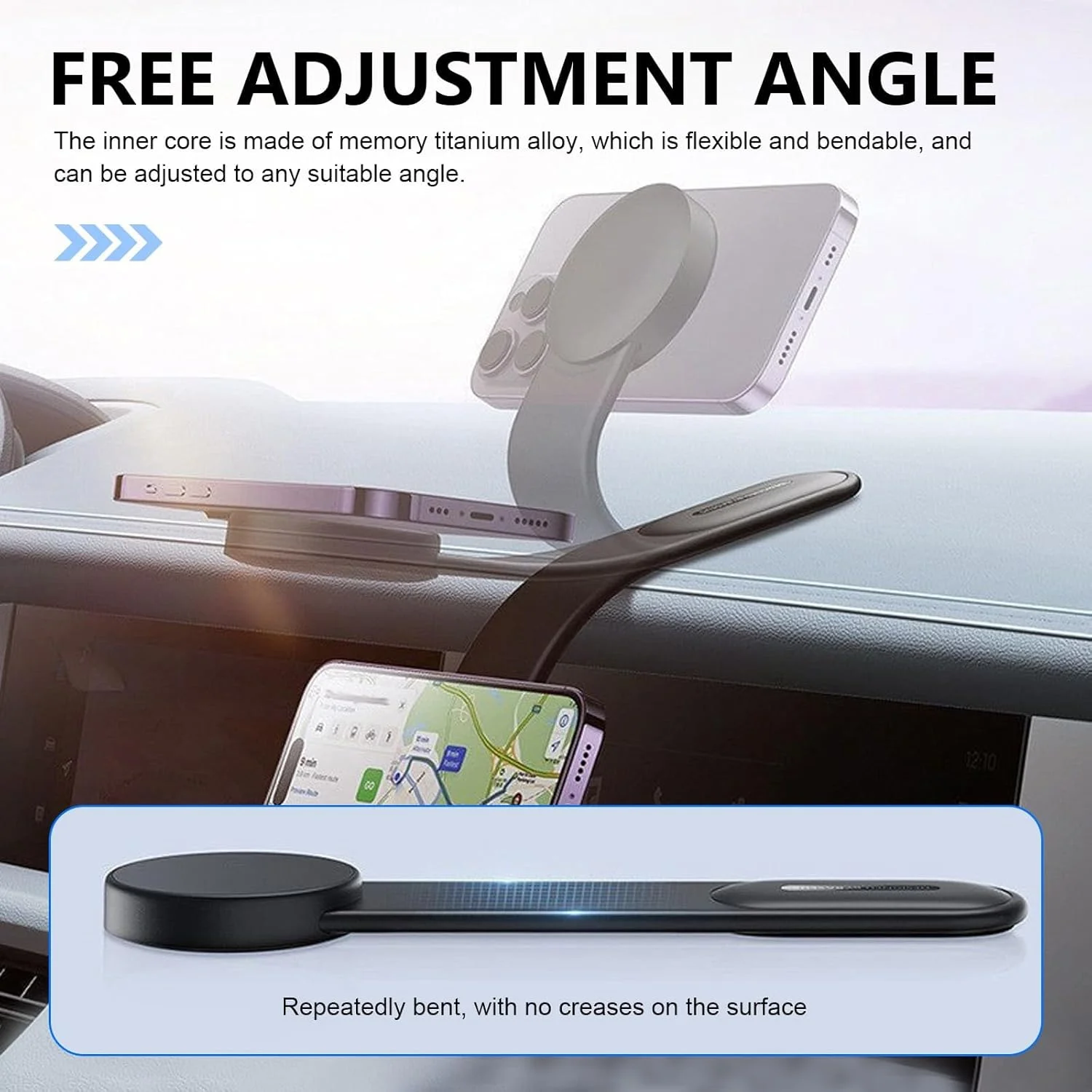 نگهدارنده مغناطیسی گوشی موبایل BIGTHREE برای خودرو، بازوی آلومینیومی جداشدنی، پایه مغناطیسی فوق العاده قوی برای داشبورد، چرخش 360 درجه، نگهدارنده گوشی برای تمام مدل های خودرو، مشکی