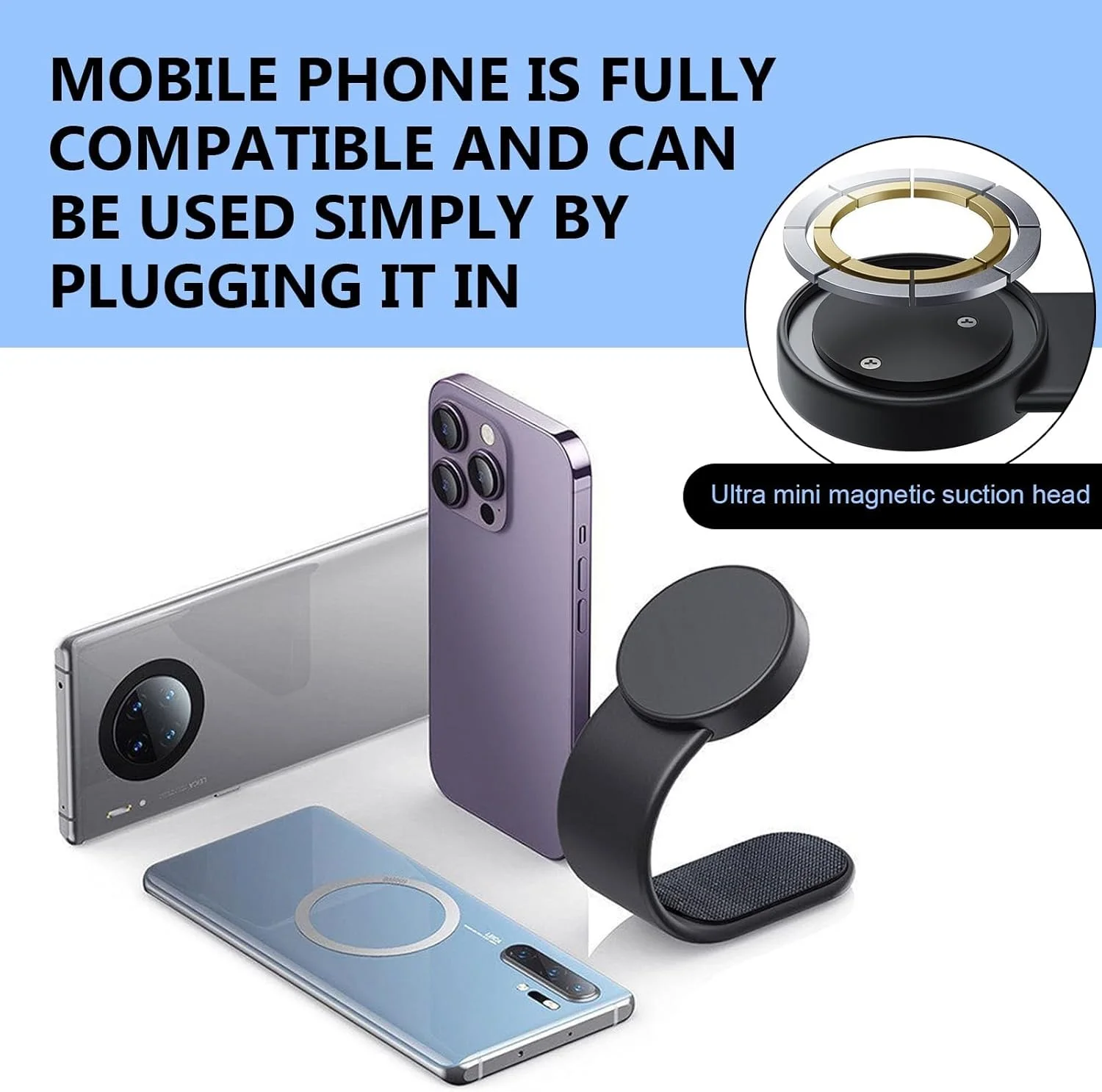 نگهدارنده مغناطیسی گوشی موبایل BIGTHREE برای خودرو، بازوی آلومینیومی جداشدنی، پایه مغناطیسی فوق العاده قوی برای داشبورد، چرخش 360 درجه، نگهدارنده گوشی برای تمام مدل های خودرو، مشکی