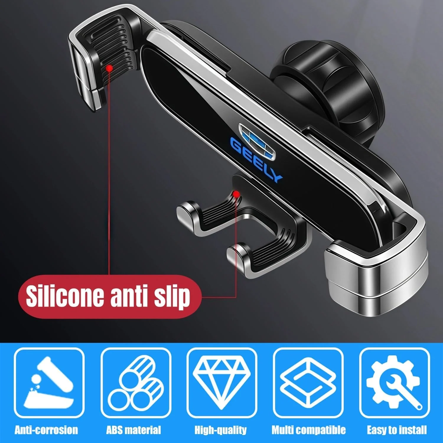 نگهدارنده تلفن همراه خودرو برای جیلی مونجارو 2022-2024، براکت استایل خودرو، پایه GPS چرخشی، لوازم جانبی موبایل مشکی (مدل A)