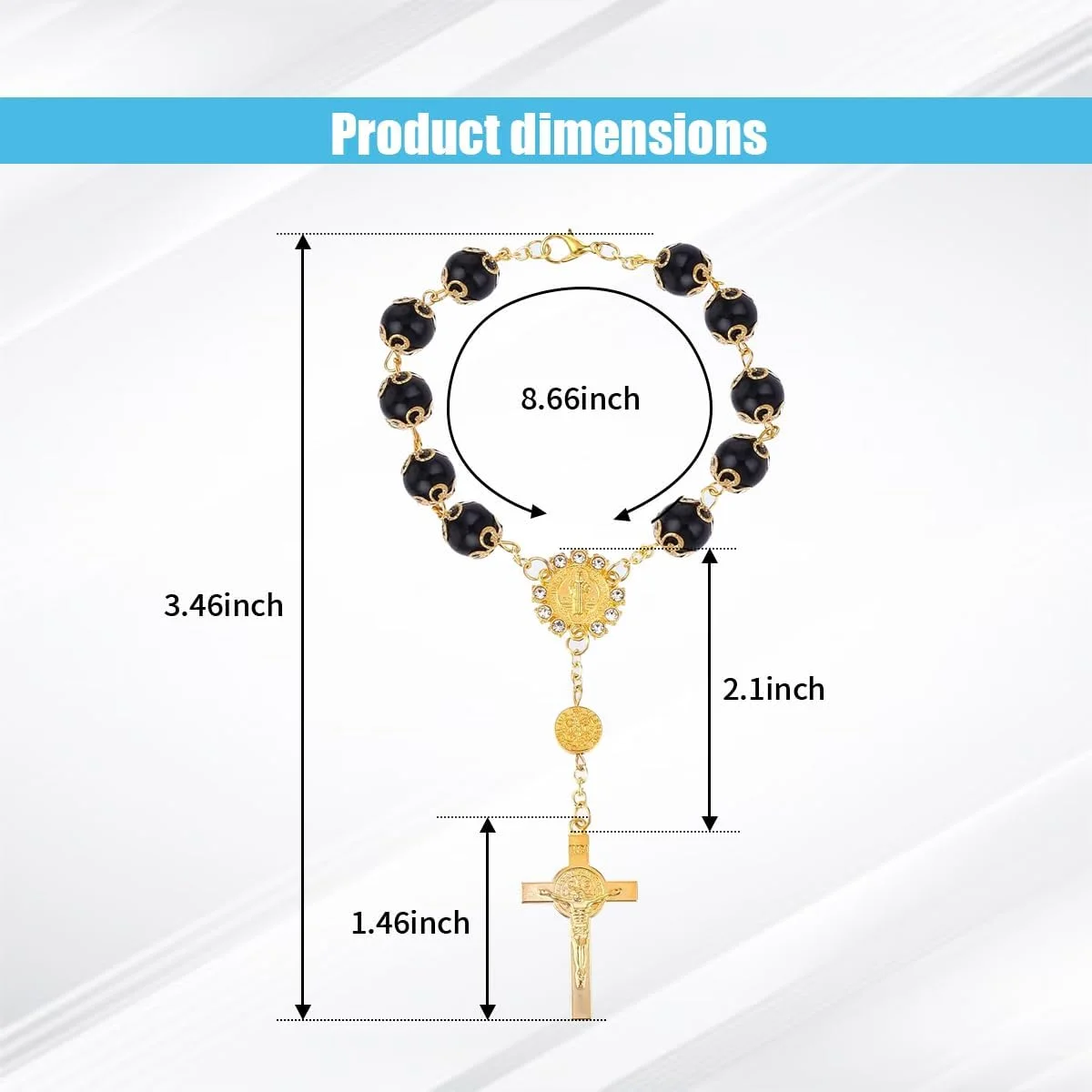 آویز تسبیح خودرو JOYCOURT، 2 عددی، مناسب برای آینه عقب خودرو، تزیینات صلیب، آویز تسبیح، مناسب برای خانم ها و آقایان، تزیینات مهره ای داخل خودرو برای ماشین، موتور سیکلت، کامیون