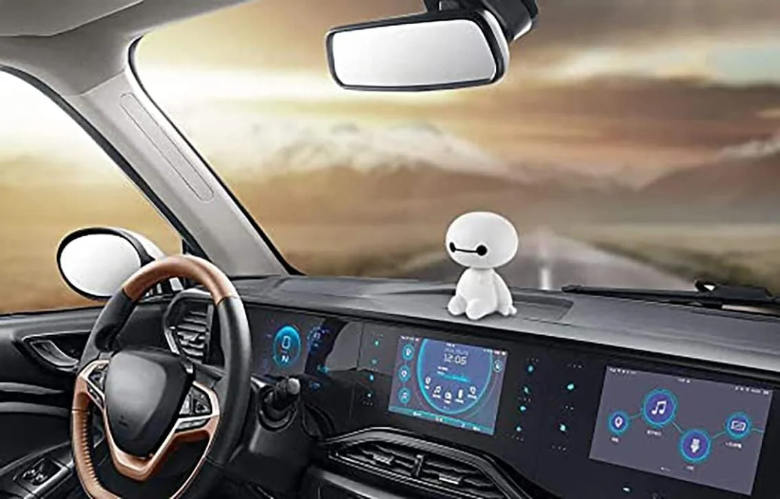 عروسک ربات پلاستیکی کارتونی Baymax با سر متحرک، تزئینات داخلی خودرو، اسباب بازی های عروسکی قهرمان بزرگ، لوازم جانبی تزئینی