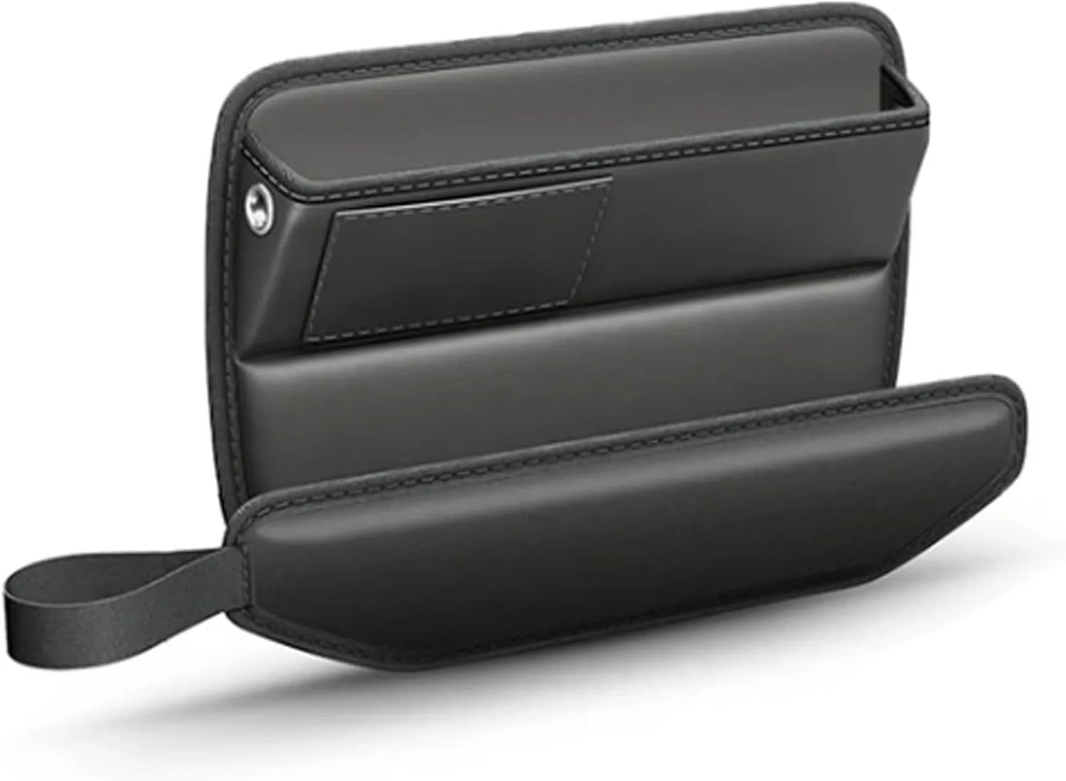 کیف نگهداری لوازم جانبی خودرو NALACAL از جنس چرم PU، سازمان دهنده فضای خالی کنار صندلی خودرو، دارای سوراخ کابل شارژ، مناسب برای تلفن، عینک و کلید