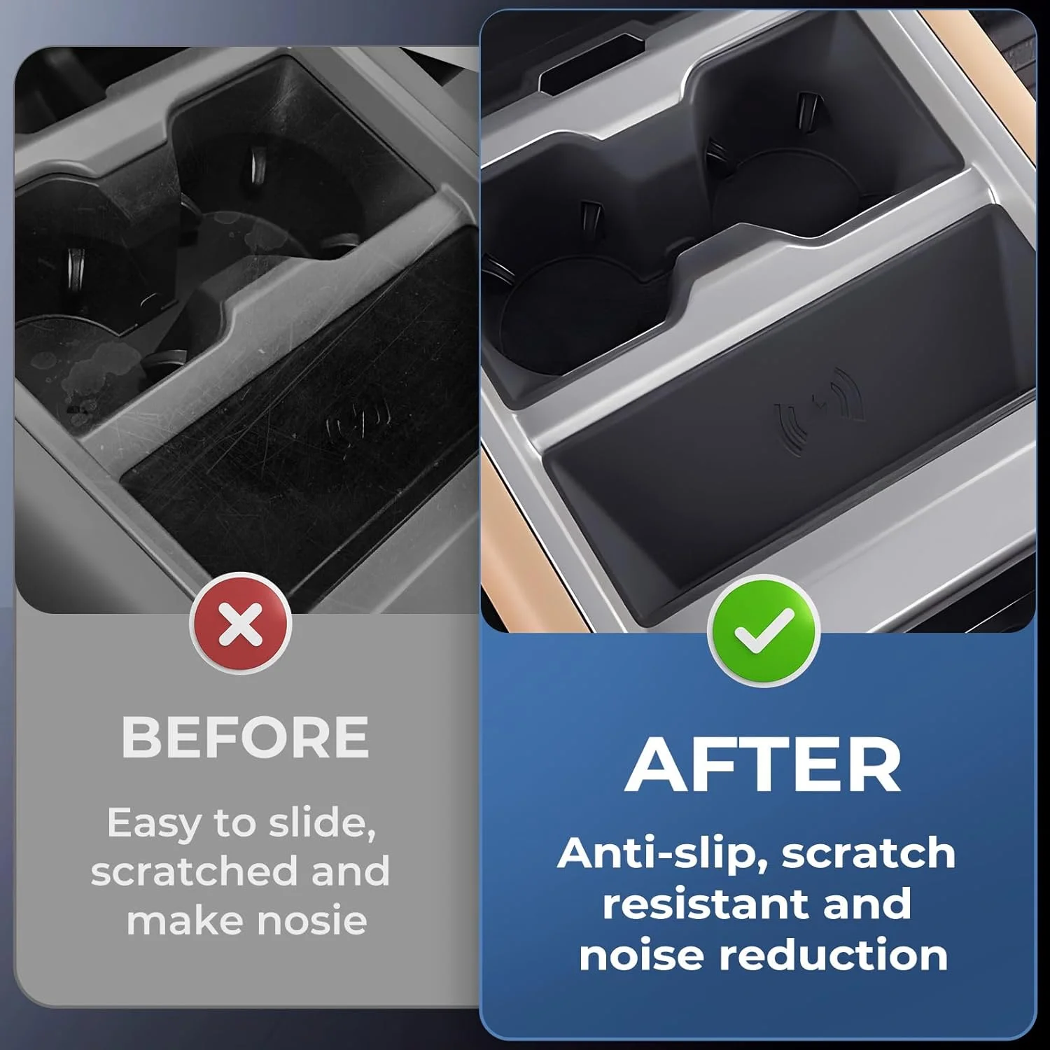 محافظ جا لیوانی و شارژر بی‌سیم KATORN برای لند روور دیفندر 90/110/130 مدل 2025، لوازم جانبی داخلی خودرو، پد پوشش جا لیوانی و شارژر بی‌سیم برای دیفندر 2025، مشکی