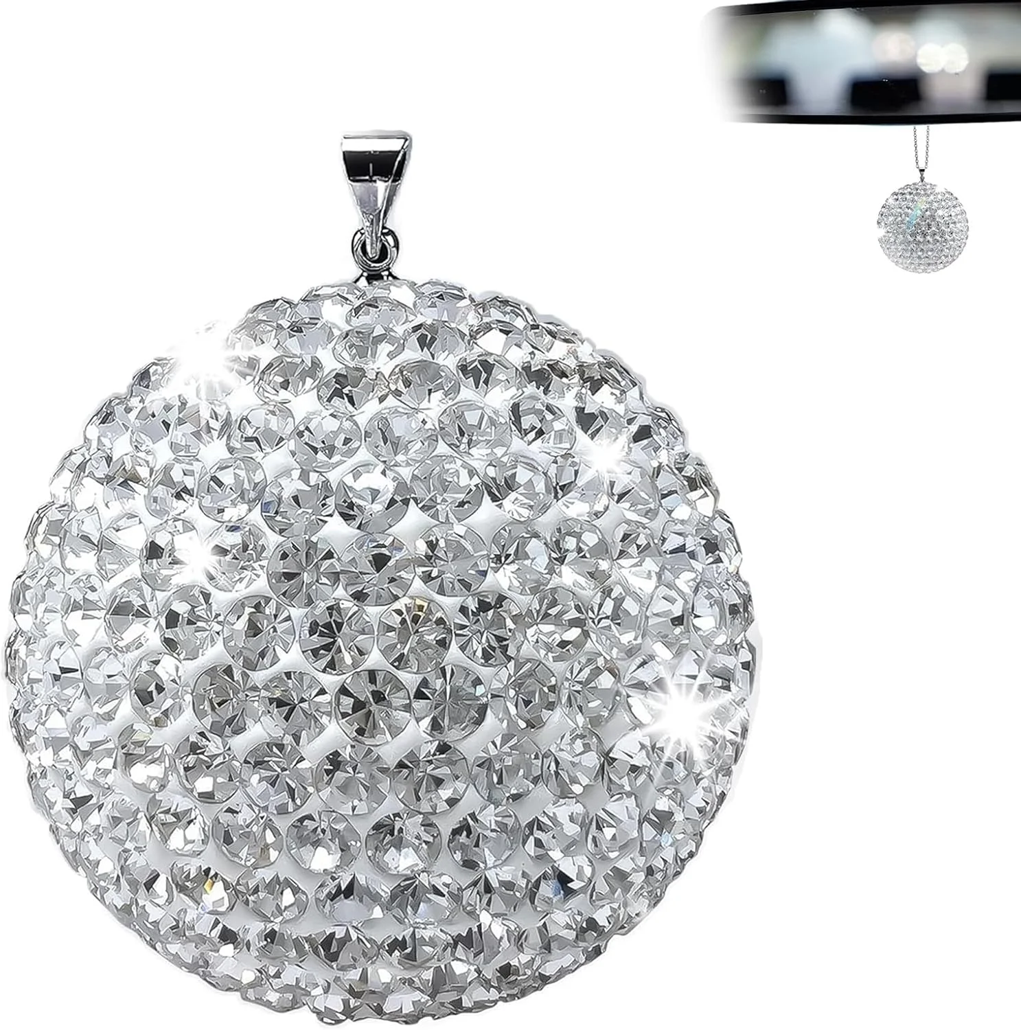 آویز تزئینی کریستالی خودرو: 2 عدد آویز نقره ای برای آینه عقب خودرو، لوازم جانبی تزئین خودرو آویز تزئینی کریستالی خودرو: 2 عدد آویز نقره ای برای آینه عقب خودرو، لوازم جانبی تزئین خودرو