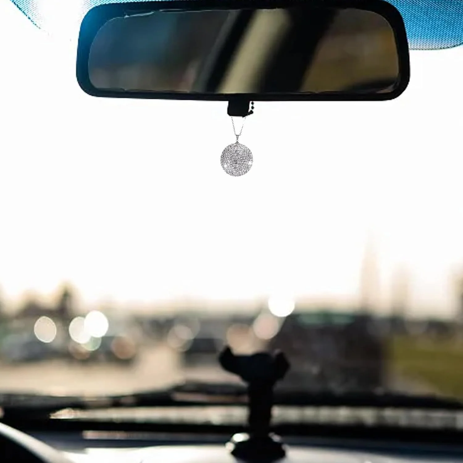 آویز تزئینی کریستالی خودرو: 2 عدد آویز نقره ای برای آینه عقب خودرو، لوازم جانبی تزئین خودرو آویز تزئینی کریستالی خودرو: 2 عدد آویز نقره ای برای آینه عقب خودرو، لوازم جانبی تزئین خودرو