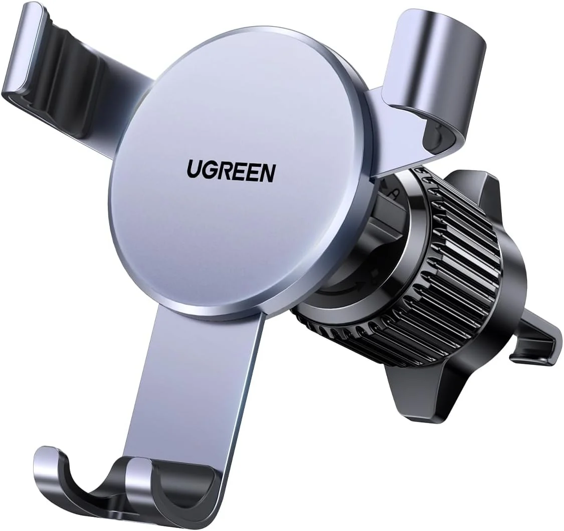 نگهدارنده گوشی موبایل UGREEN برای خودرو، پایه نگهدارنده خودرو، [چرخش 360 درجه برای دریچه هوا]، قفل خودکار یک دستی، نگهدارنده فلزی خاکستری موبایل، مناسب برای آیفون 16/15/14/13، سامسونگ S25/24/23، لوازم جانبی گوشی های هوشمند 5.8-7.2 اینچی