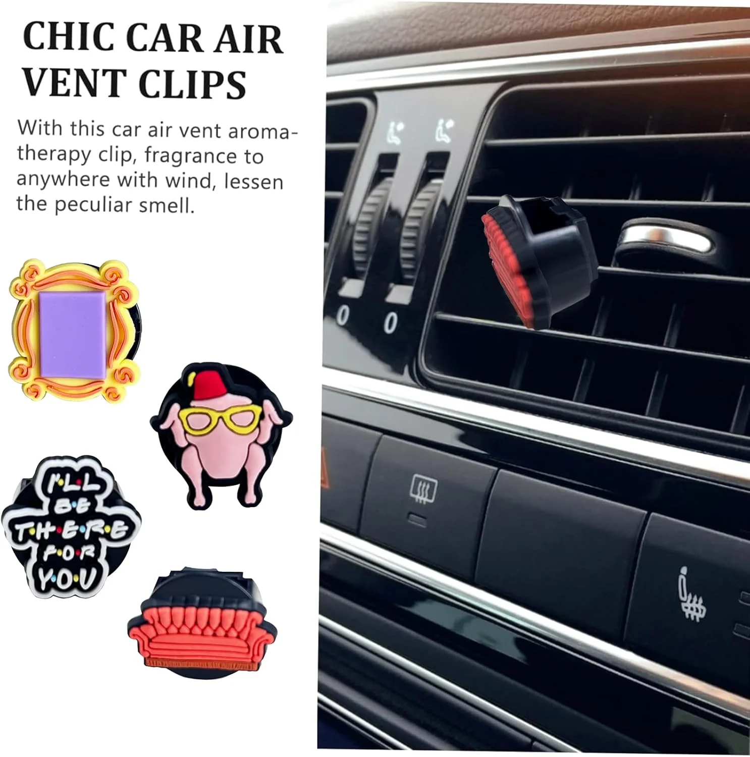 ۴ عدد گیره تزئینی دریچه هوای خودرو، هدیه ای مناسب برای طرفداران سریال تلویزیونی، گیره دریچه تهویه مطبوع برای دکوراسیون داخلی خودرو، ایده آل برای طرفداران یا هدیه منزل