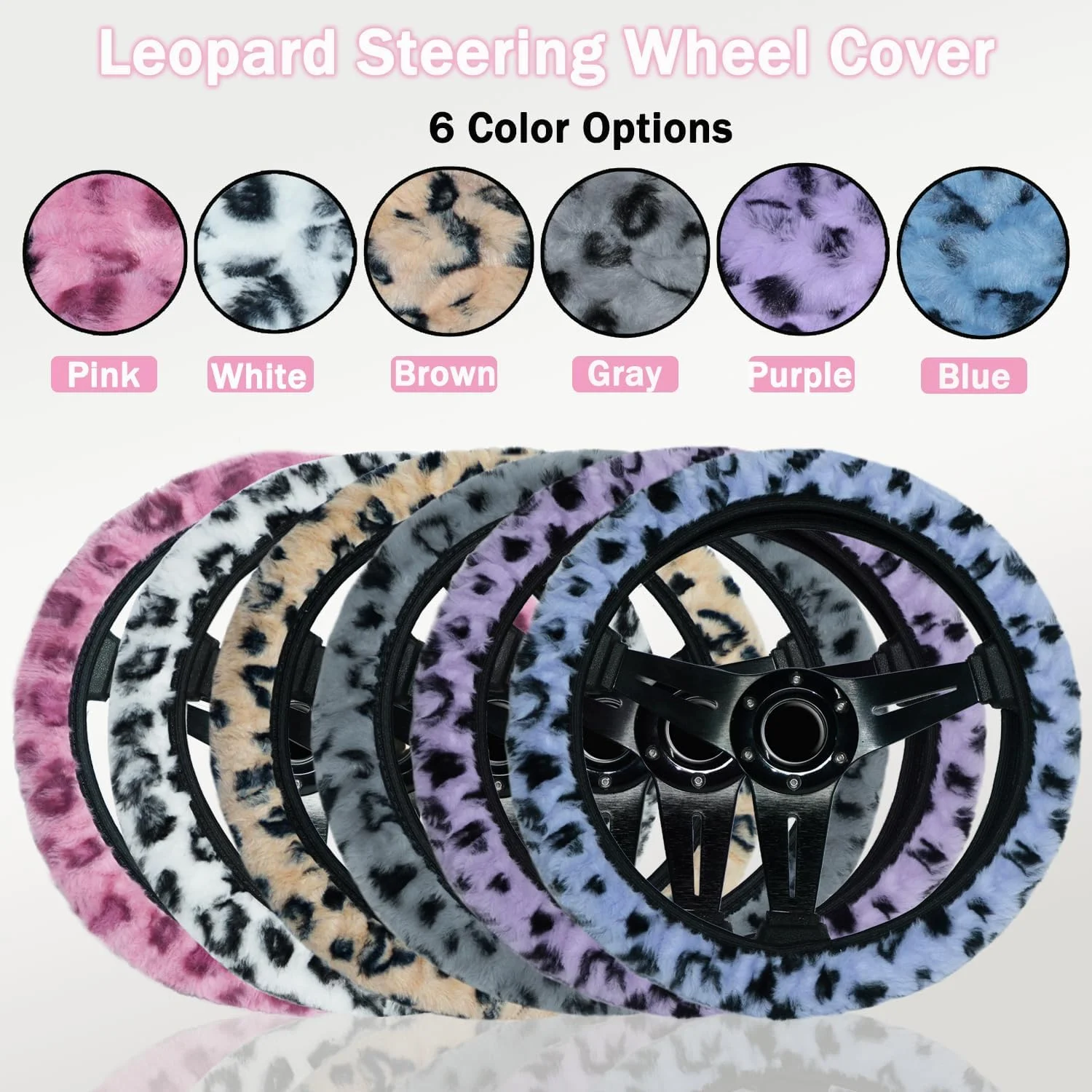 روکش فرمان طرح پلنگی Muamos به همراه جاکلیدی، روکش فرمان خودروی مخملی و کشسان مناسب برای خودروهای سواری، شاسی بلند و کامیون (صورتی) روکش فرمان طرح پلنگی Muamos به همراه جاکلیدی، روکش فرمان خودروی مخملی و کشسان مناسب برای خودروهای سواری، شاسی بلند و کامیون (صورتی)