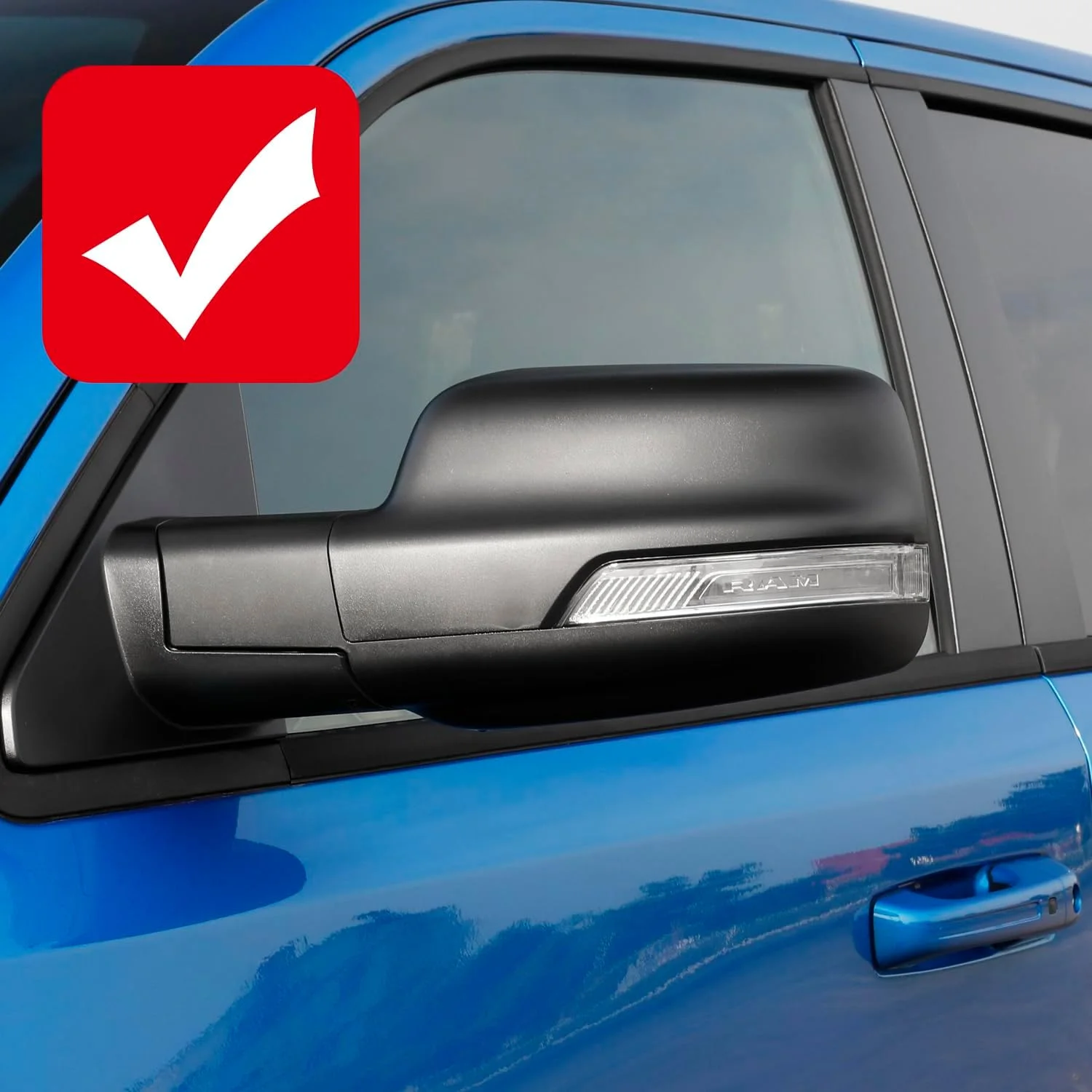 تزئین روکش آینه بغل درب خودرو فیبر کربنی مشکی 2 عددی مناسب دوج رم 1500 TRX مدل 2021-2023