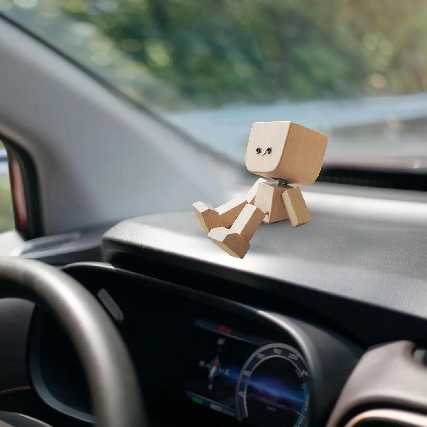 تزئین خودرو - تزئین چوبی داشبورد خودرو با پایه مغناطیسی | 12 حالت چهره قابل تعویض، لوازم جانبی زیبا برای فضای داخلی خودرو، مناسب کار، رفت و آمد روزانه، کمپینگ، مدرسه، کامیون، سفر جاده ای طولانی، تعطیلات