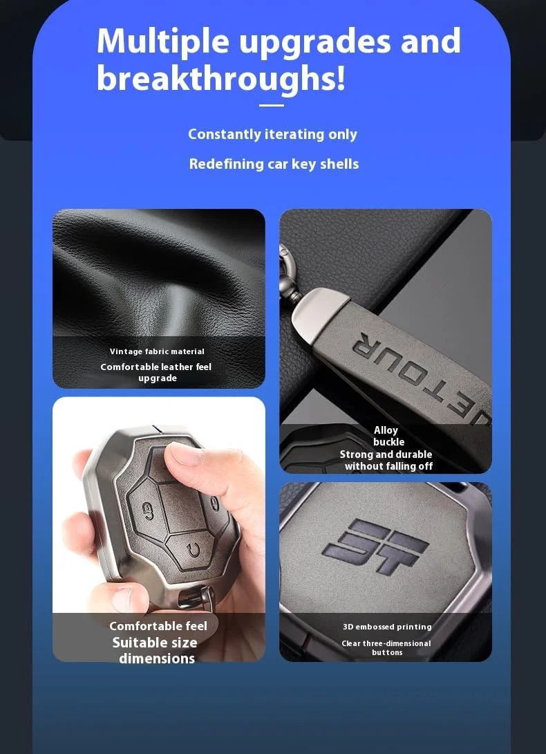 محافظ ریموت آلیاژی Zuooiec برای جتور T2 و تراولر 23-24 | کاور کلید مقاوم در برابر افتادن و سایش | لوازم جانبی جاکلیدی خودرو سازگار با کلیدهای جتور T2 تراولر (خاکستری)