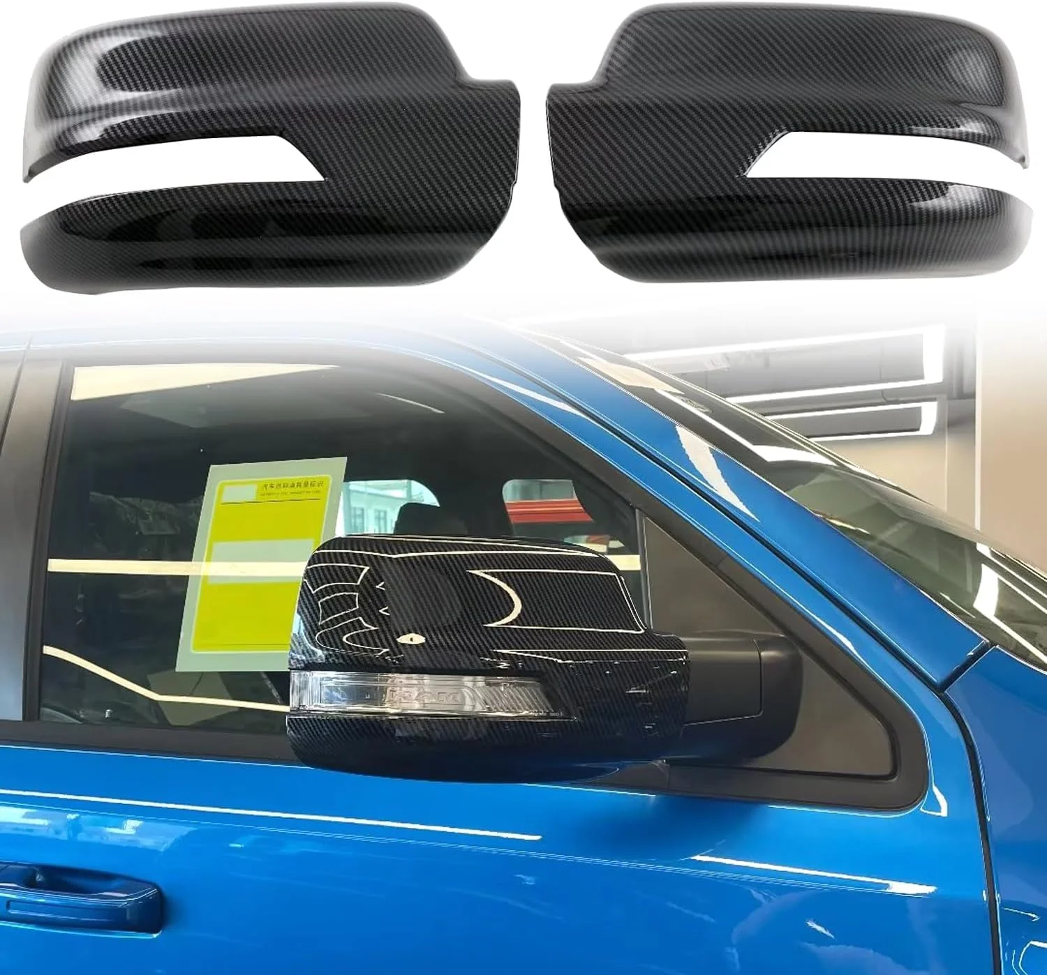 تزئین روکش آینه بغل درب خودرو فیبر کربنی مشکی 2 عددی مناسب دوج رم 1500 TRX مدل 2021-2023