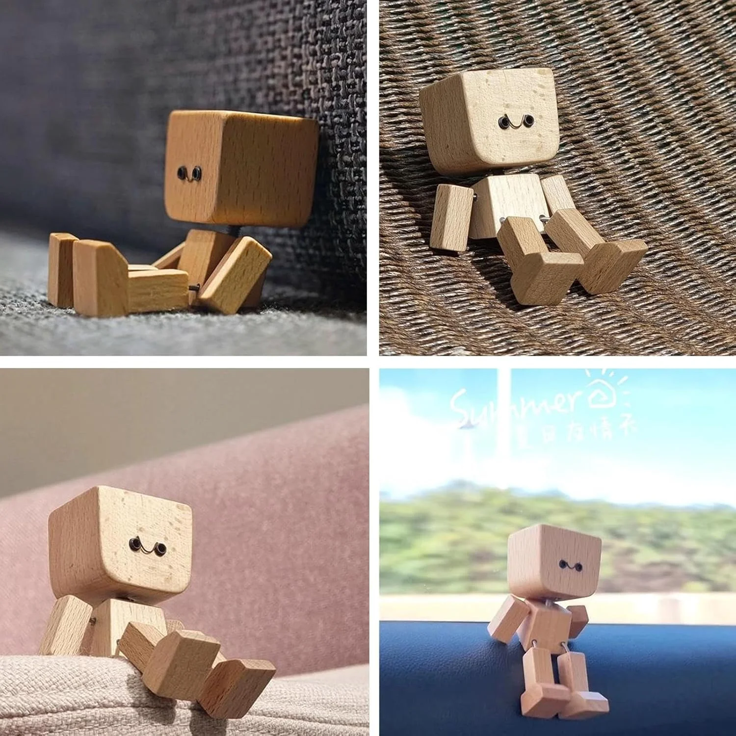 تزئین خودرو - تزئین چوبی داشبورد خودرو با پایه مغناطیسی | 12 حالت چهره قابل تعویض، لوازم جانبی زیبا برای فضای داخلی خودرو، مناسب کار، رفت و آمد روزانه، کمپینگ، مدرسه، کامیون، سفر جاده ای طولانی، تعطیلات