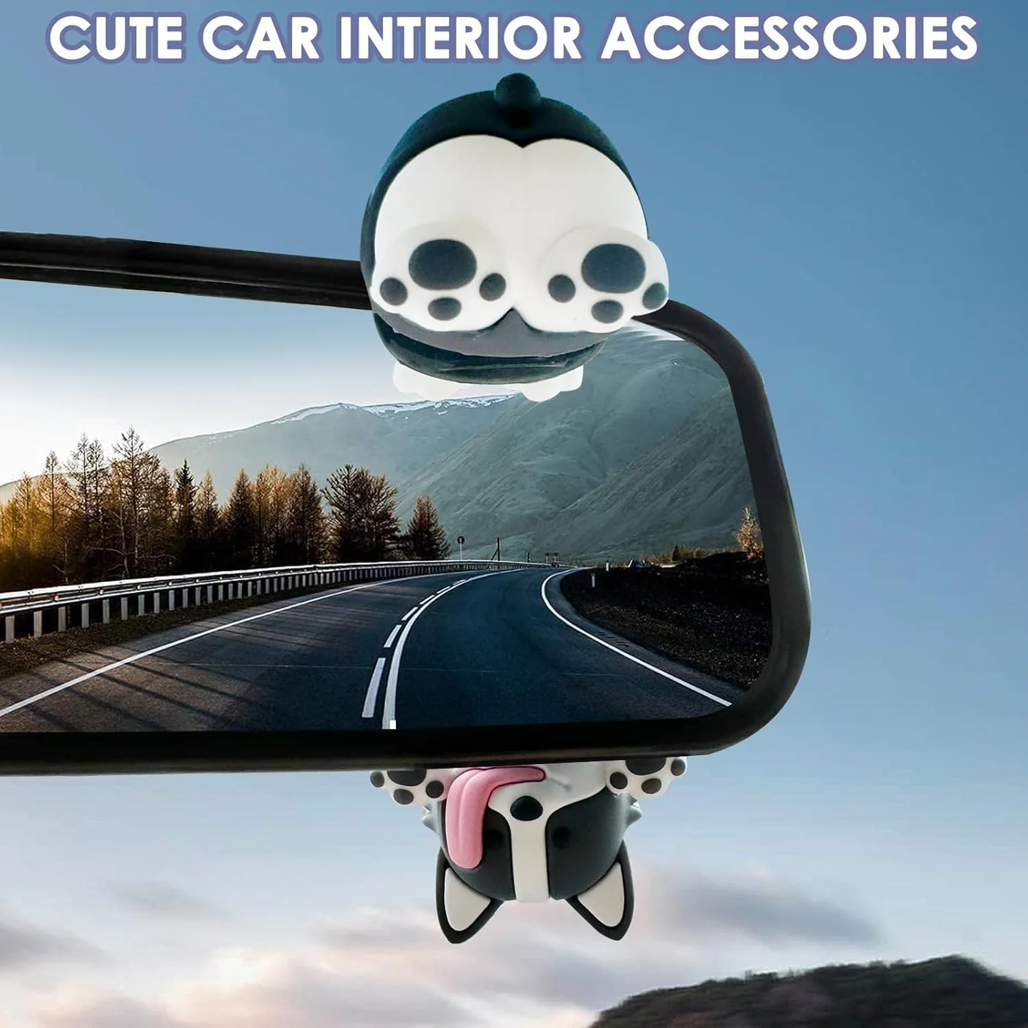 آویز آینه خودرو سگ گهواره ای بامزه آزونی، خوشبو کننده خودرو، آویز آینه خودرو، لوازم جانبی داخلی خودرو، تزئین آینه عقب (خاکستری)