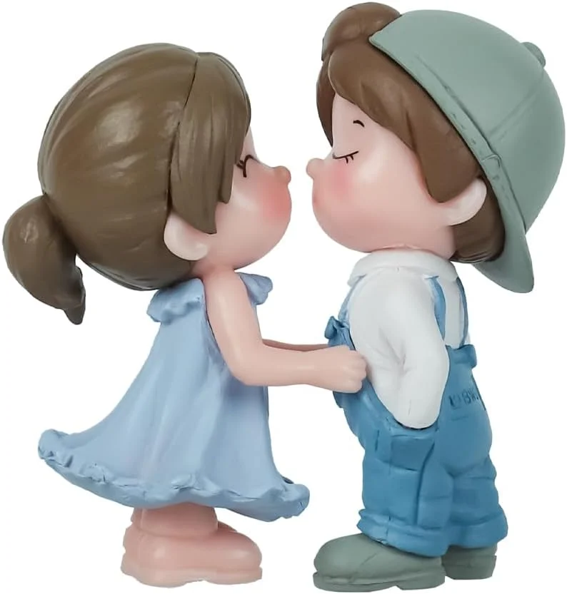 تزئین داشبورد خودرو، دکوری بامزه کارتونی پسر و دختر برای داشبورد ماشین، مجسمه های خلاقانه رزینی پسر و دختر، تزئین داخلی خودرو، 5x3x5.6 سانتی متر، لوازم جانبی شیک خودرو، تزیینات زیبا، آبی