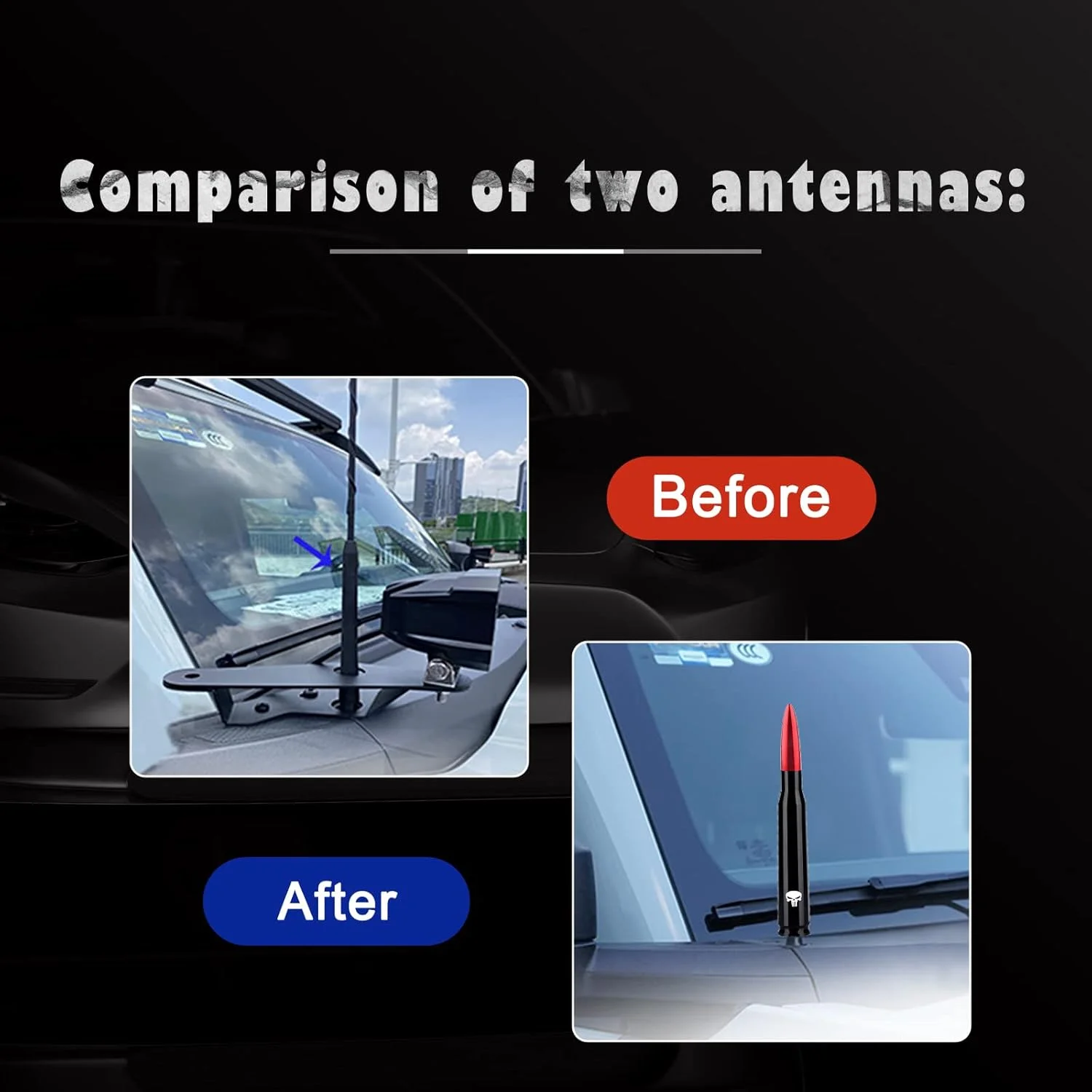 آنتن گلوله ای خودرو و کامیون Miytsya مناسب برای شورلت سیلورادو 1500 2500 3500 HD آوالانچ جی ام سی سیرا 1500 2500 3500 دنالی و لوازم جانبی کامیون های پیکاپ سنگین (قرمز)