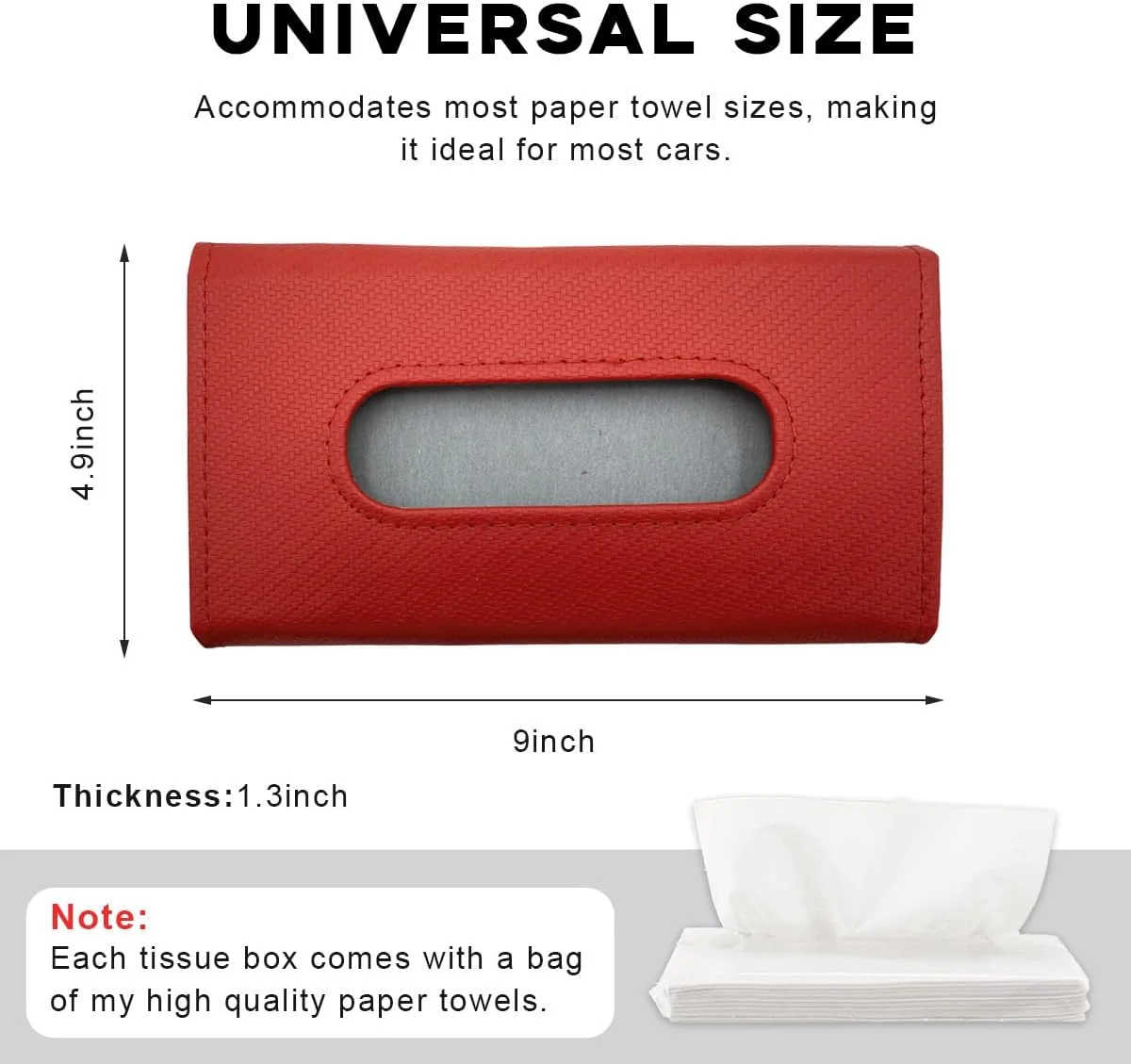 جا دستمال کاغذی خودرو، نگهدارنده دستمال کاغذی چرمی آفتابگیر خودرو، پخش کننده ماسک، نگهدارنده جعبه دستمال کاغذی جهانی خودرو برای آفتابگیر و صندلی عقب، لوازم جانبی داخلی خودرو برای کامیون SUV (قرمز، فیبر کربن)